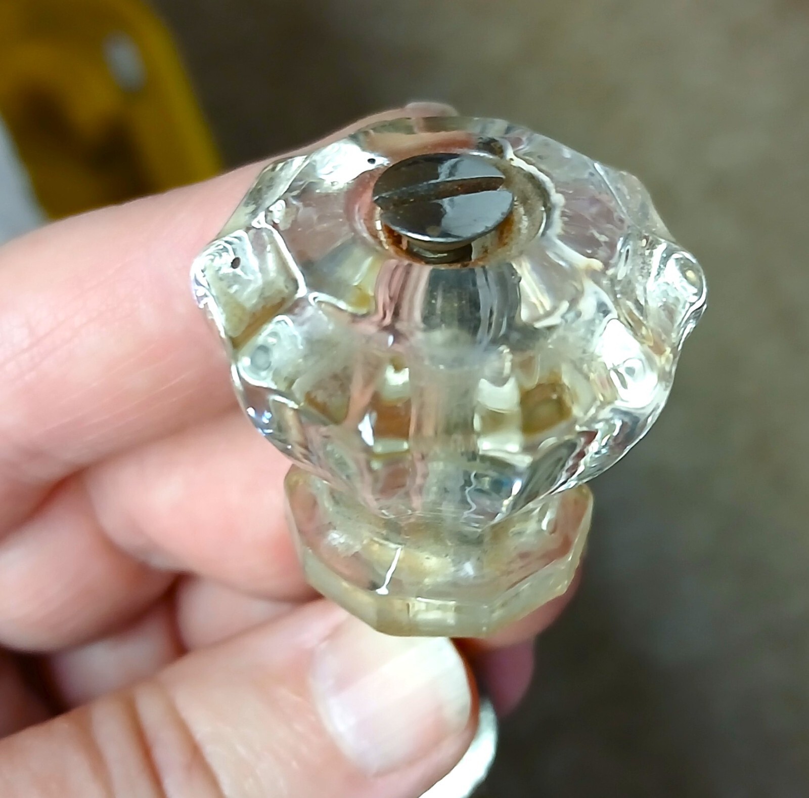Set of 7 Antique Glass Drawer Knobs 1920s Era