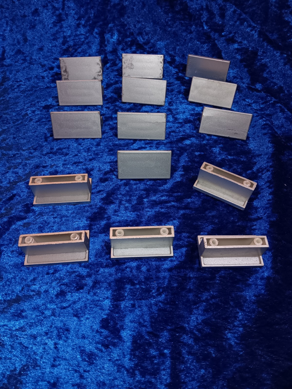 Set of 15 Reclaimed Silver Plastic Rectangular Modern Project Cabinet Handles