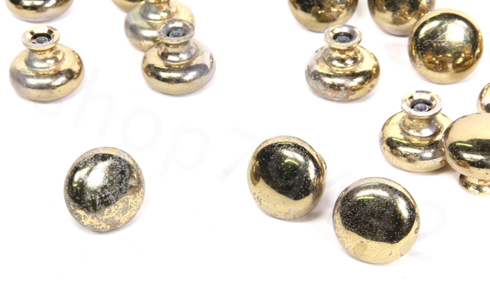 BRASS Knob Solid 1.3″ Round Vintage Cabinet Drawer Pulls Unrestored (LOT OF 21)