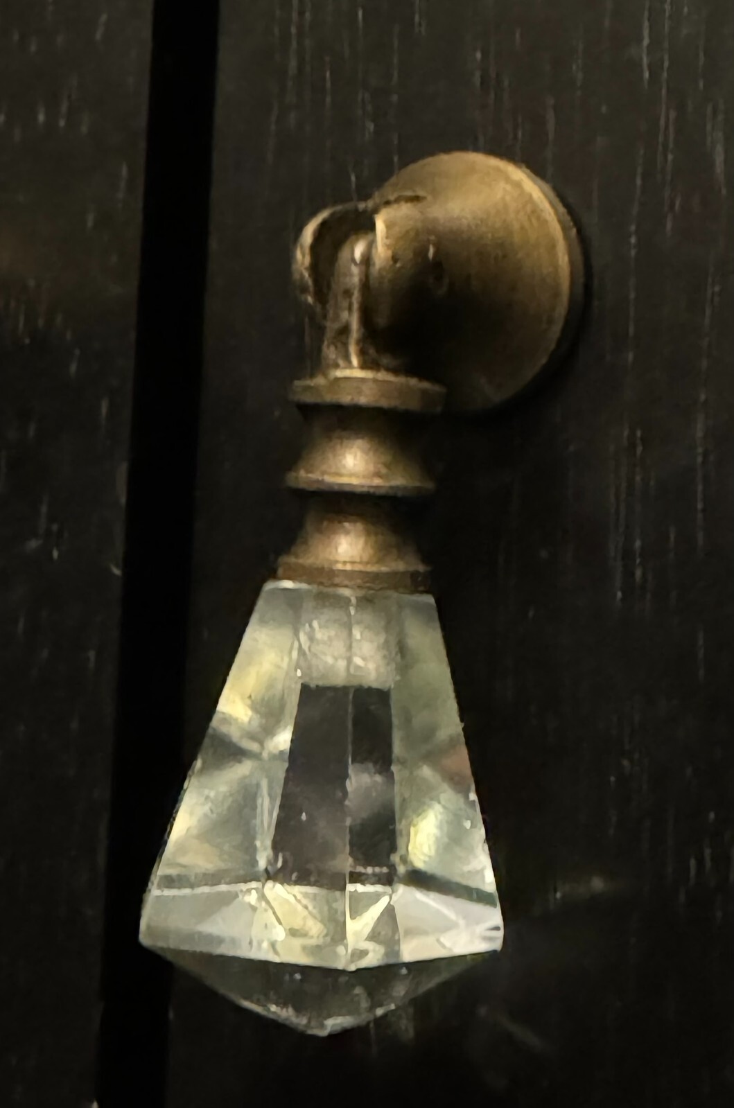 2 Vintage Hinge Tear Drop Clear Glass Furniture Hardware Door Drawer Knobs Pulls