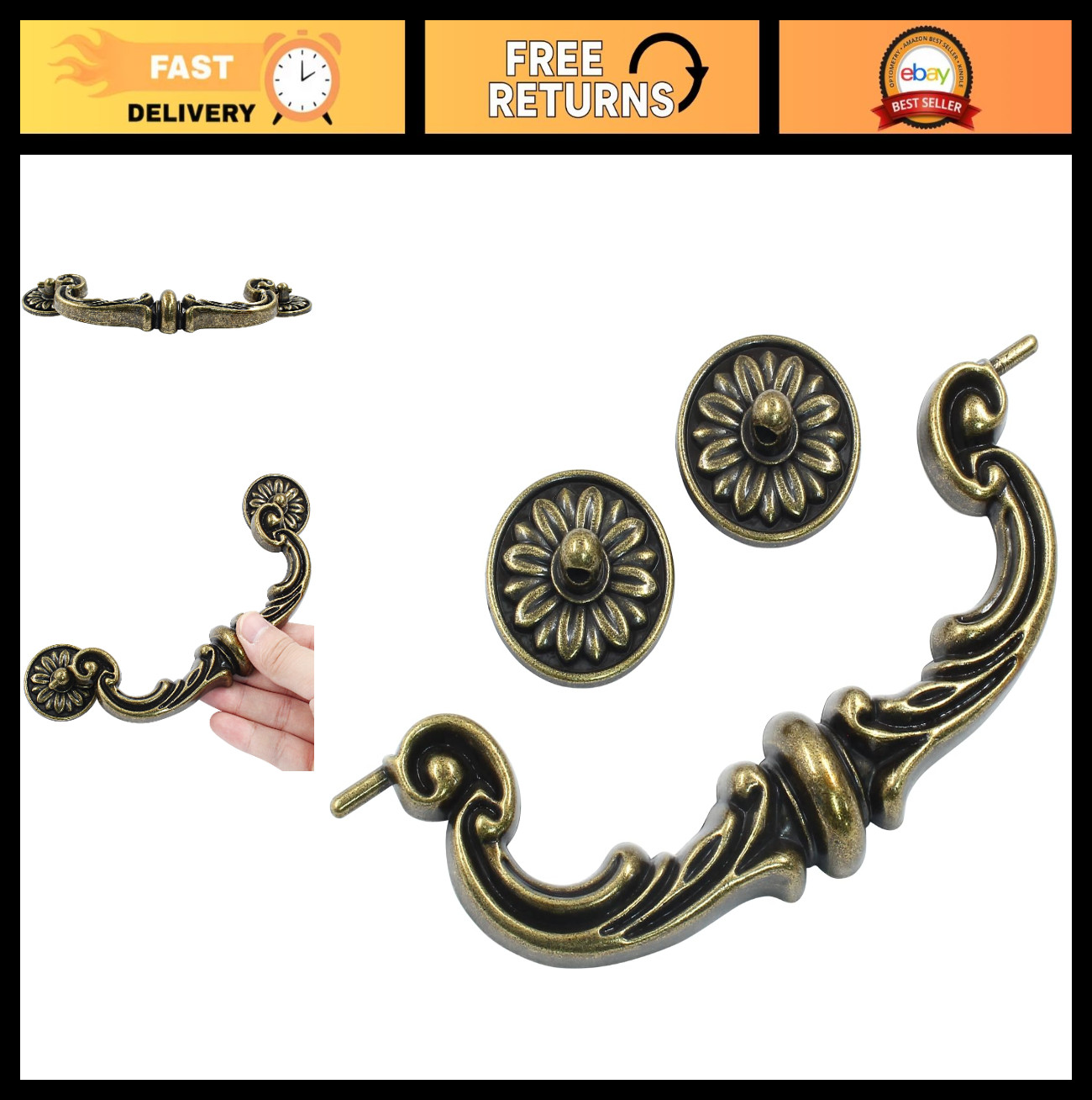 8 Pcs 6 Inch Rustic Vintage Drop-Down Bail Handles, Zinc Alloy Antique Drawer Pu