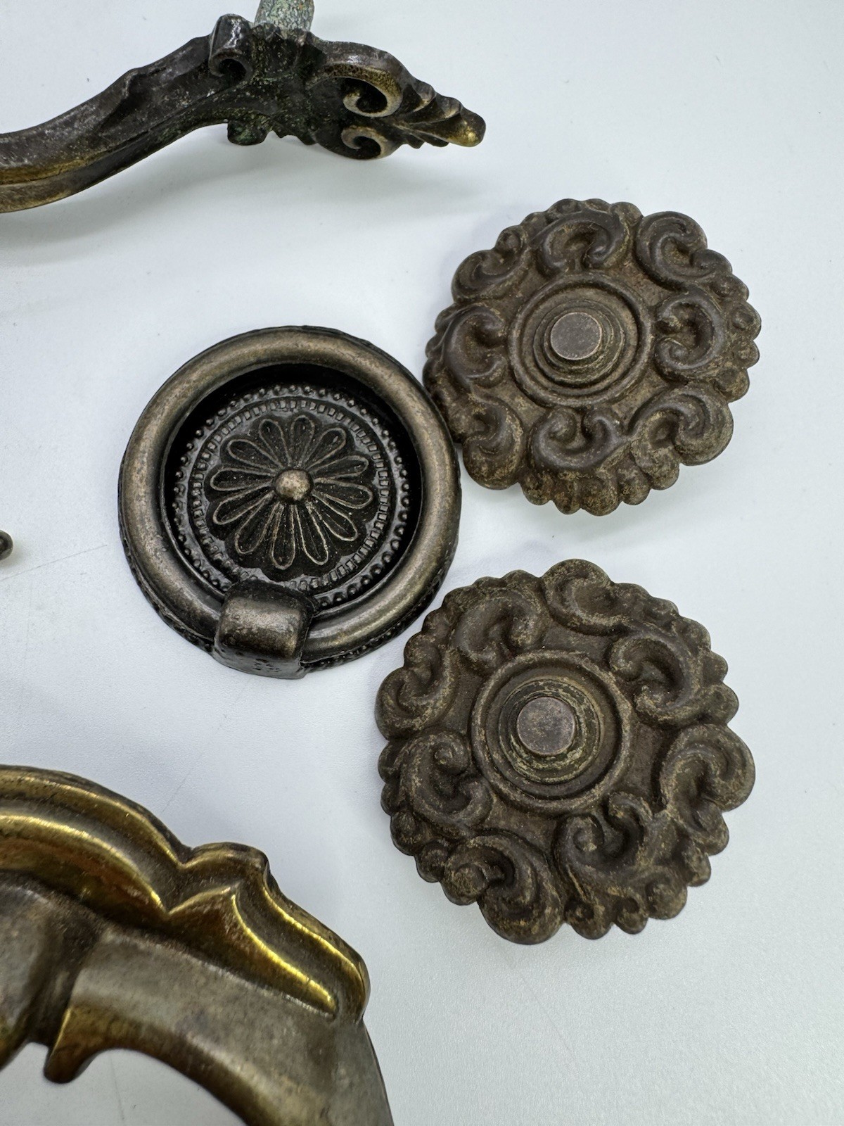 Vintage Brass Drawer Pulls Knobs Lot Ornate Hardware Mixed Antique Style 20 Lot
