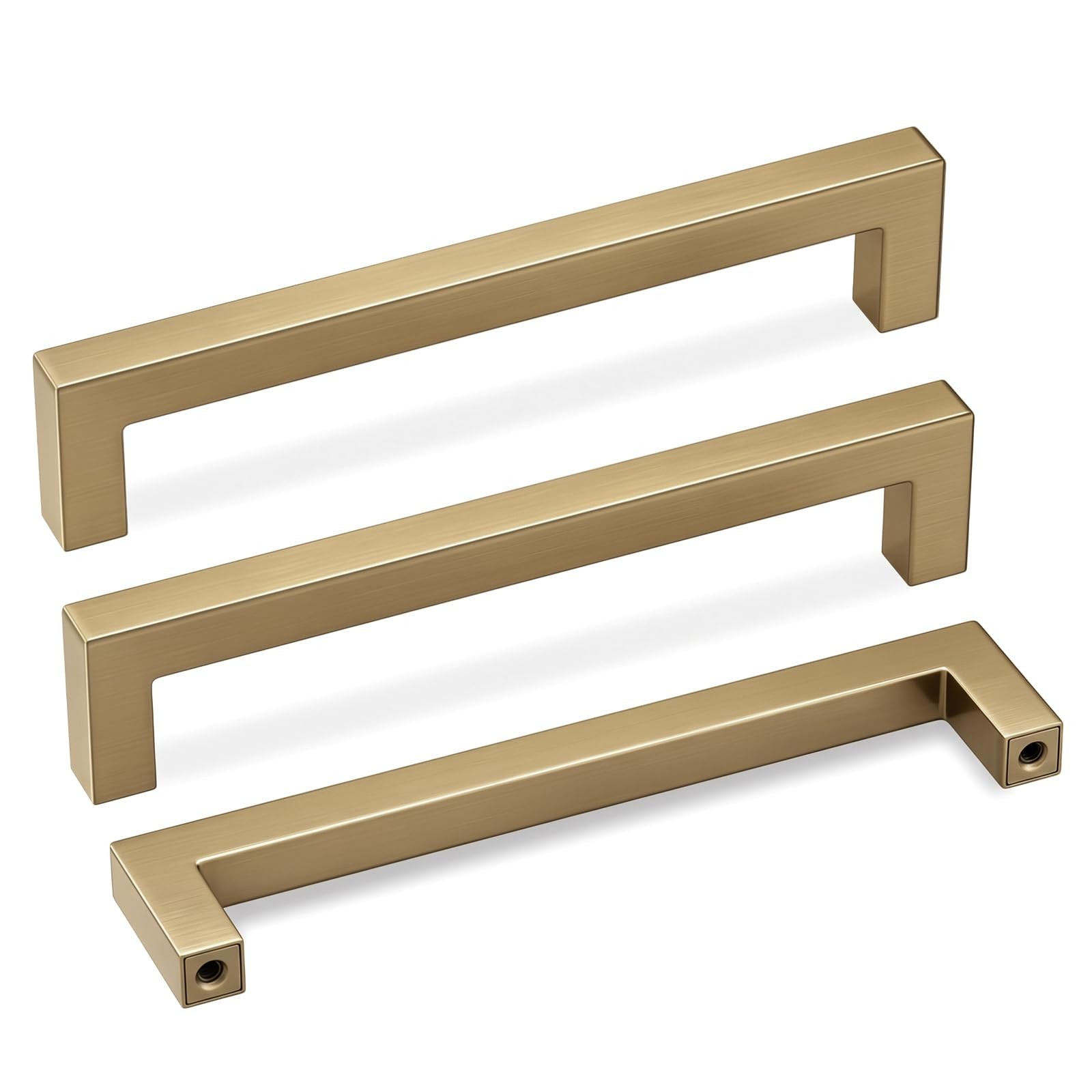 Goldenwarm 10 Pack 5 Inch 128Mm Champagne Bronze Cabinet Handles Square Drawer