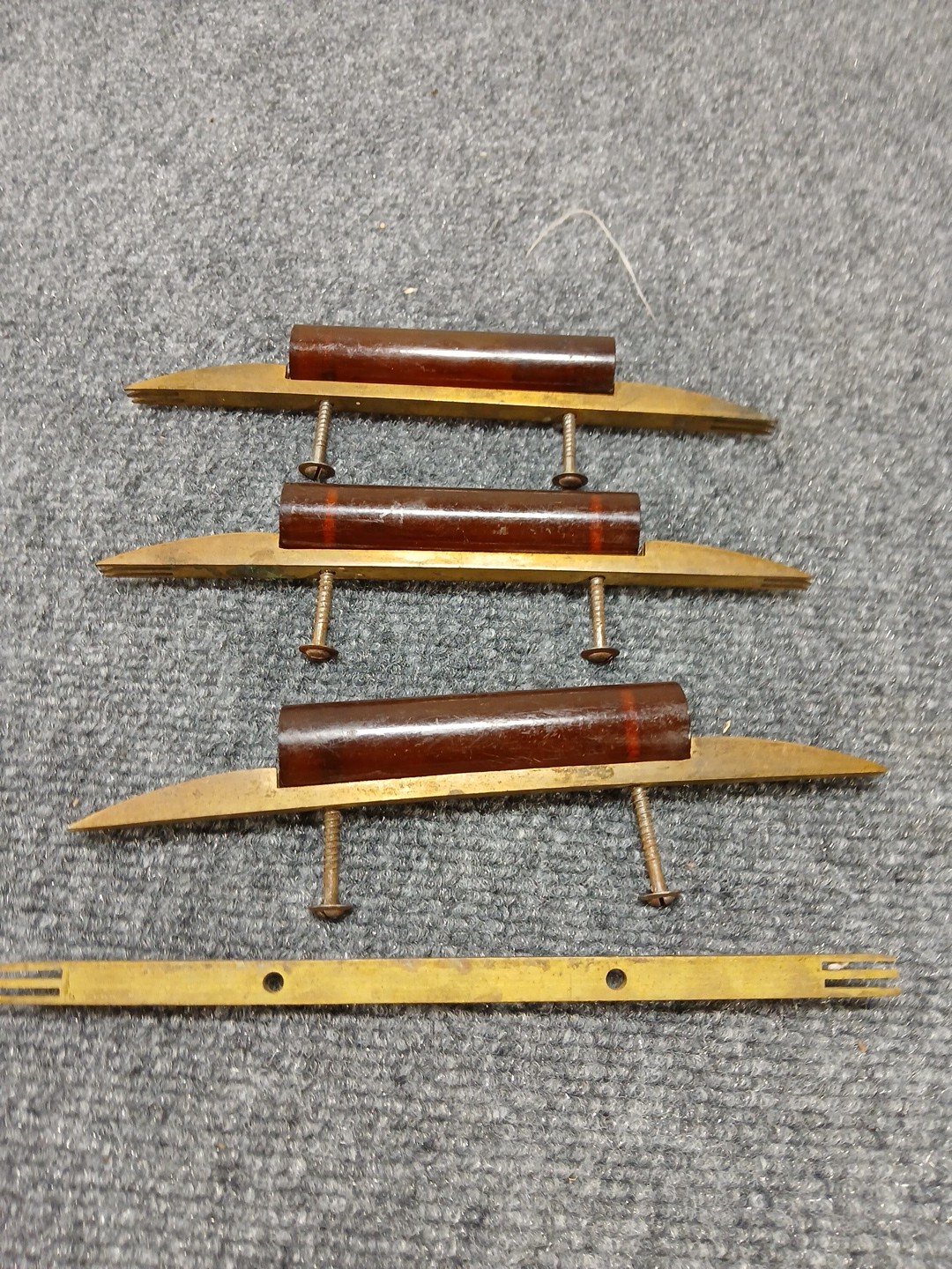Vintage ANTIQUE Butterscotch Amber Bakelite Drawer Pulls Art Deco Brown