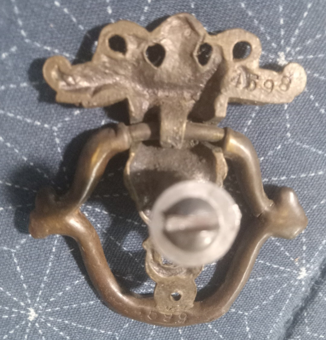 Antique Vintage Brass Ring Pull and Ornate Keyhole