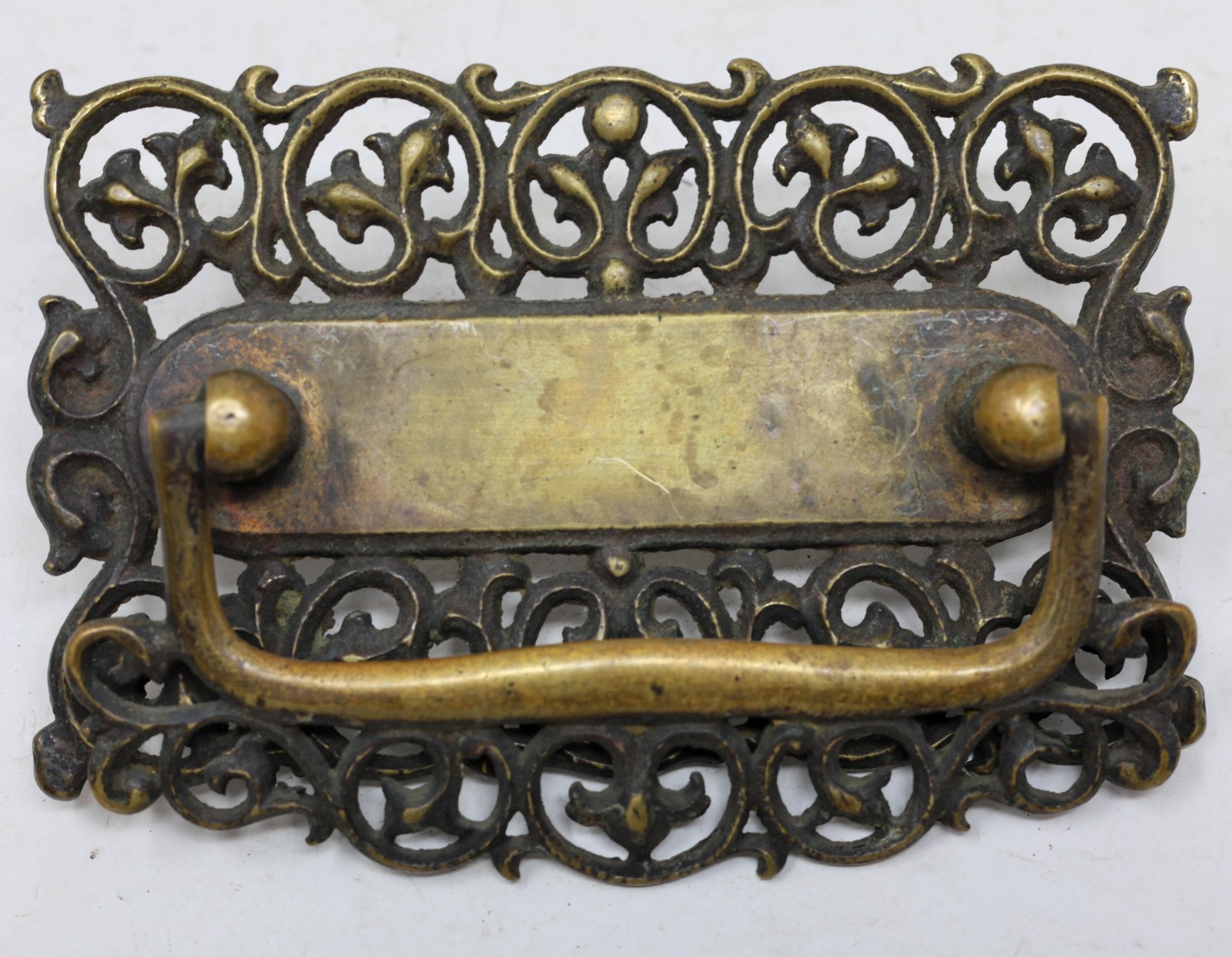 14-Pce Set Antique GRB Brass Bar Drawer Pulls Handles, Key, Locks, & Escutcheons