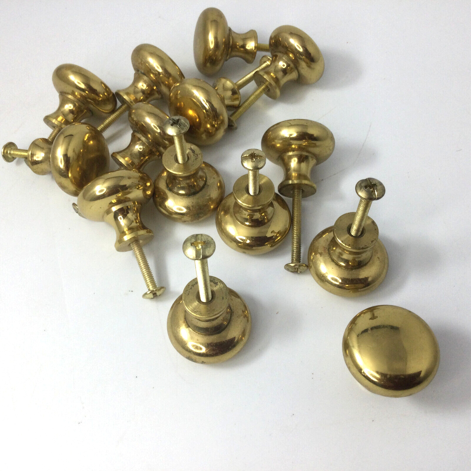 Brass Gold Metal 14 Drawer Cabinet Knobs Pulls with Screws 1 2/8″ No 2