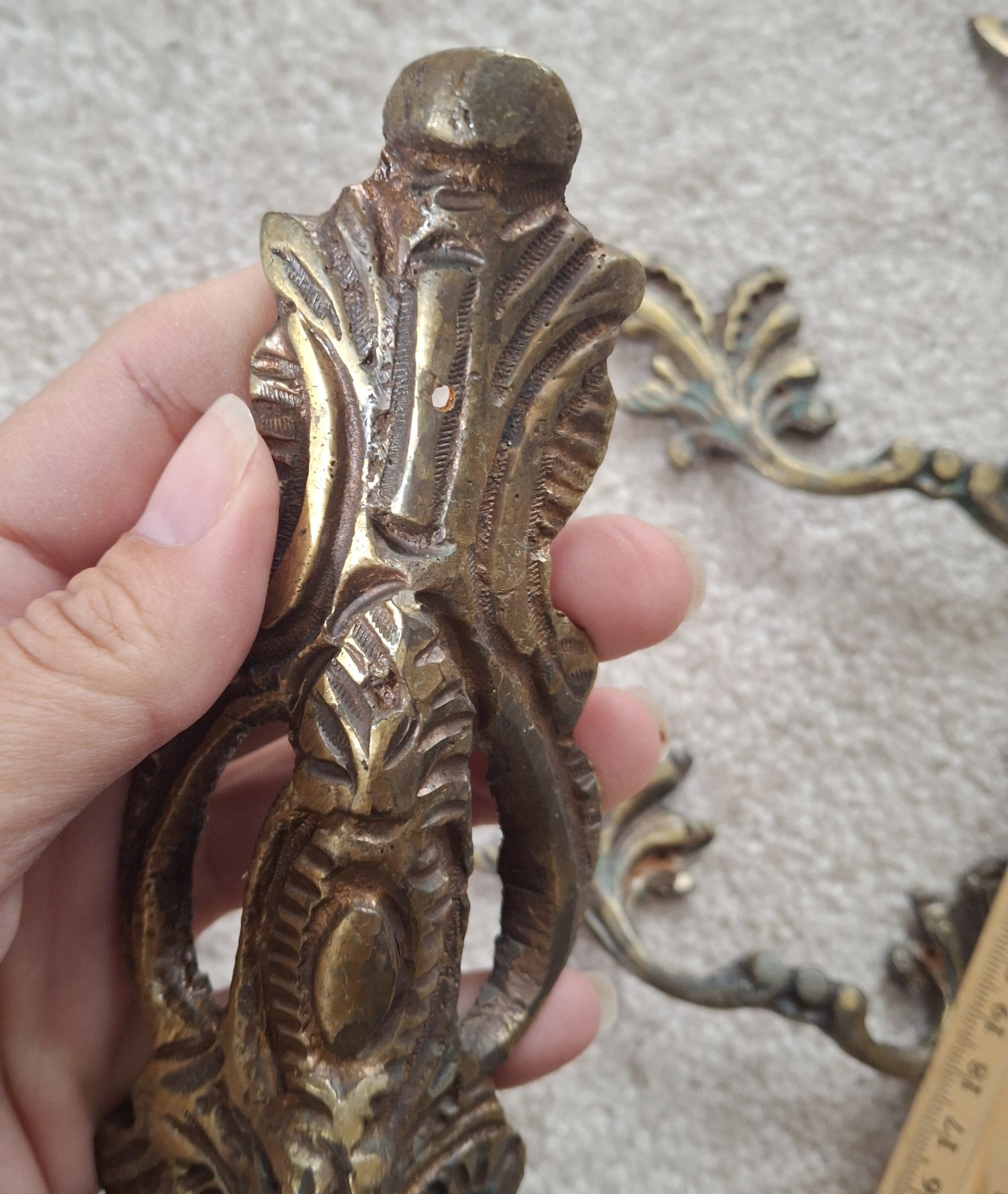 French Provincial Antique Furniture Hardware Brass 11 Pcs