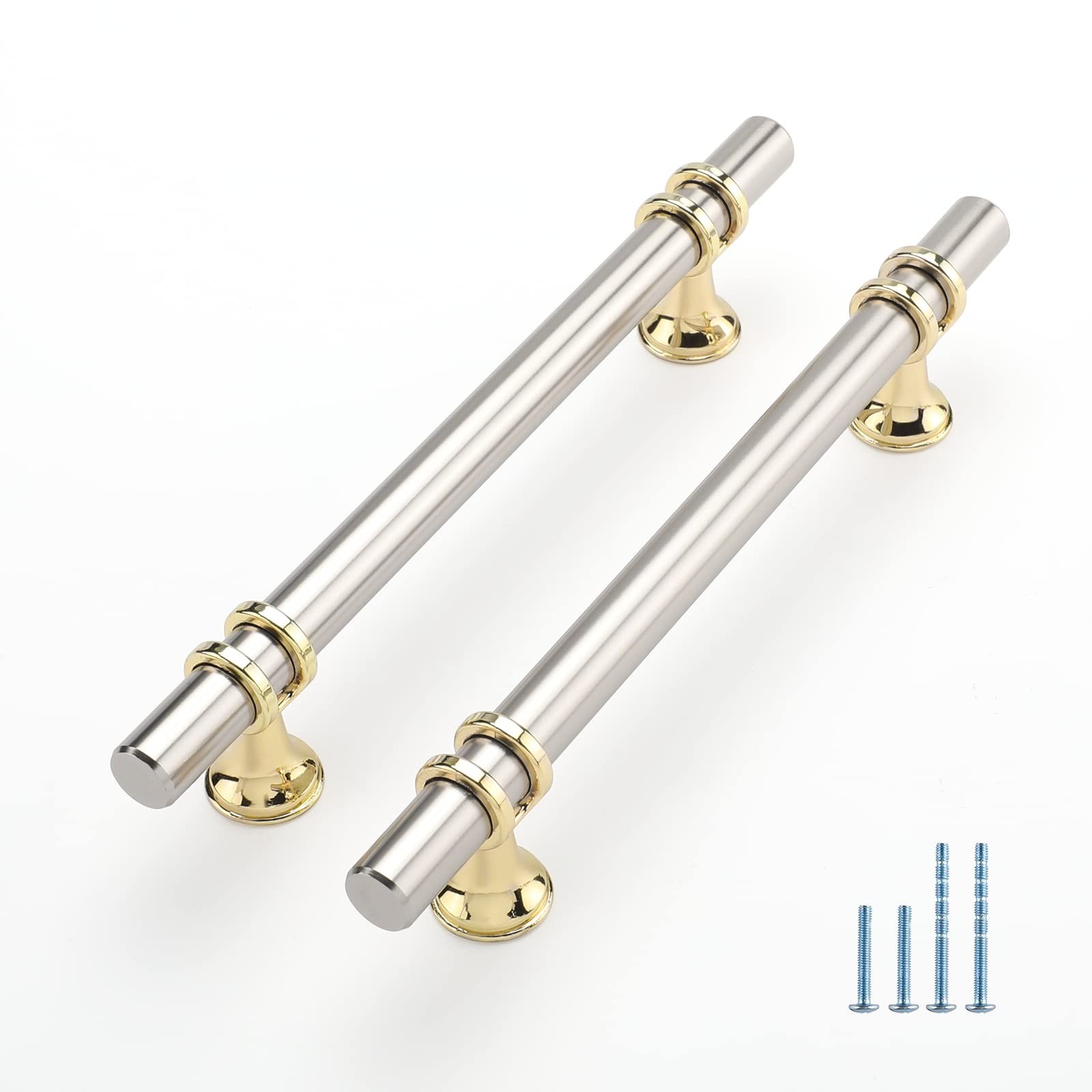 10 Pack Brushed Nickel Drawer Pulls 4 Inch Cabinet Handles Brushed Gold Kitch…