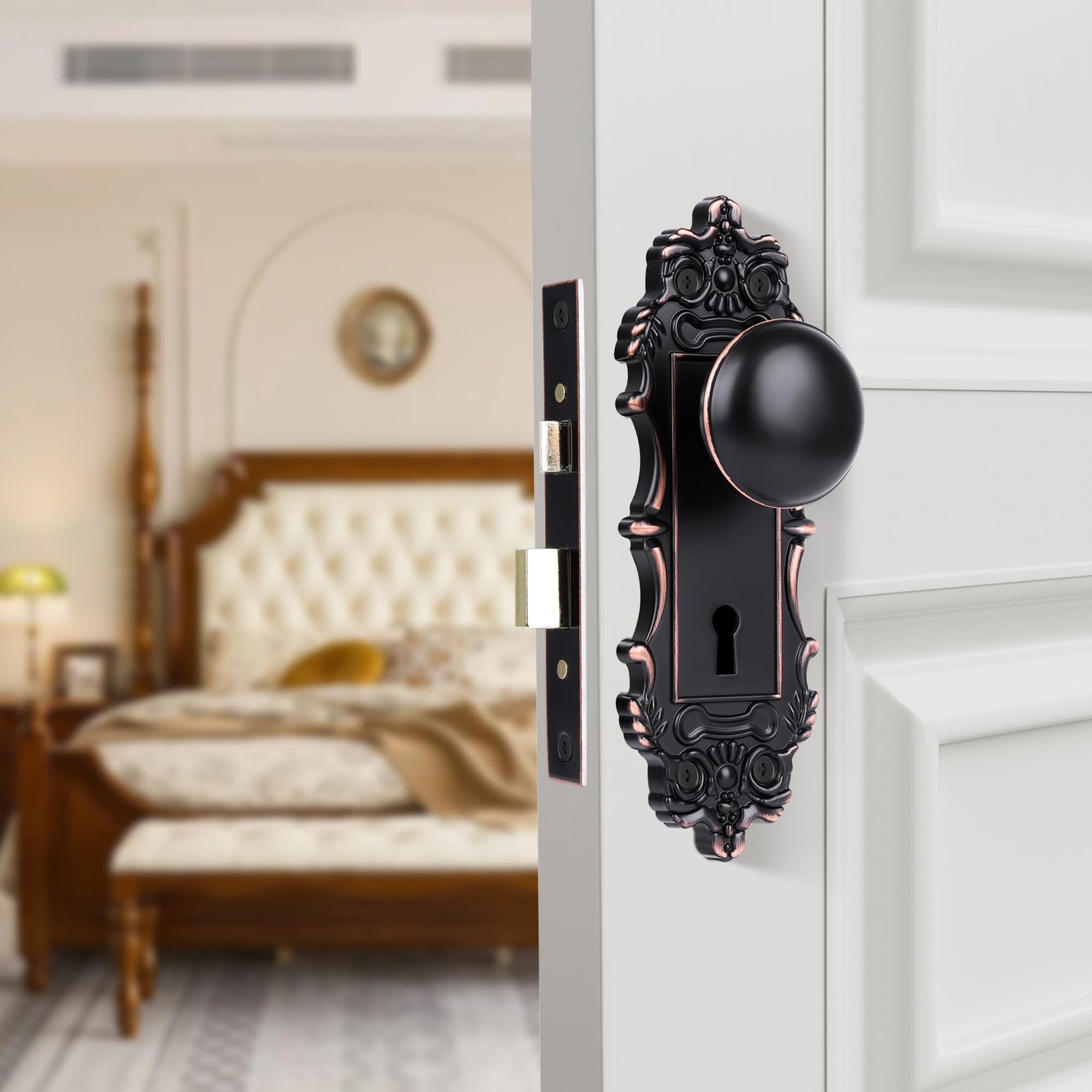 Vintage Mortise Door Knobs with Skeleton Key, Mortise Lock Set for Interior D…