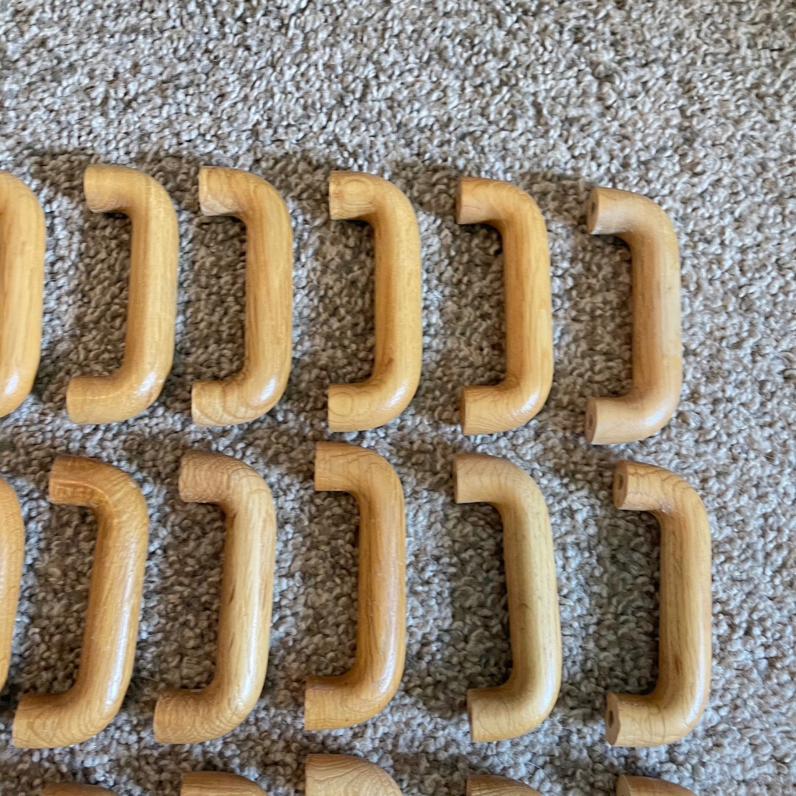 VTG Lot of 32 Wooden Drawer Handle Pull Tan Orange Color Cottage Natural Oak 3.5