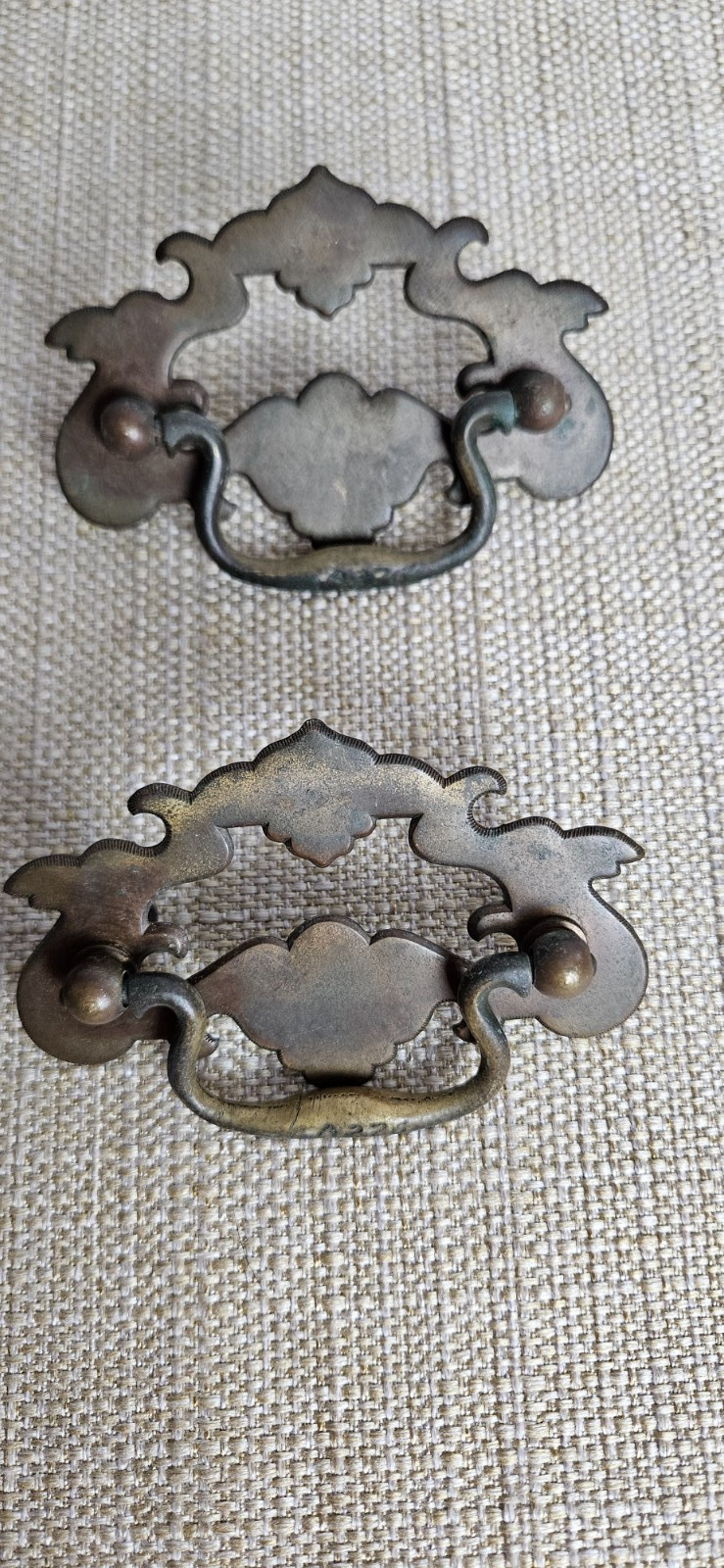 Vintage Chippendale Batwing Drawer Pulls Set 11 Brass 2 Sizes