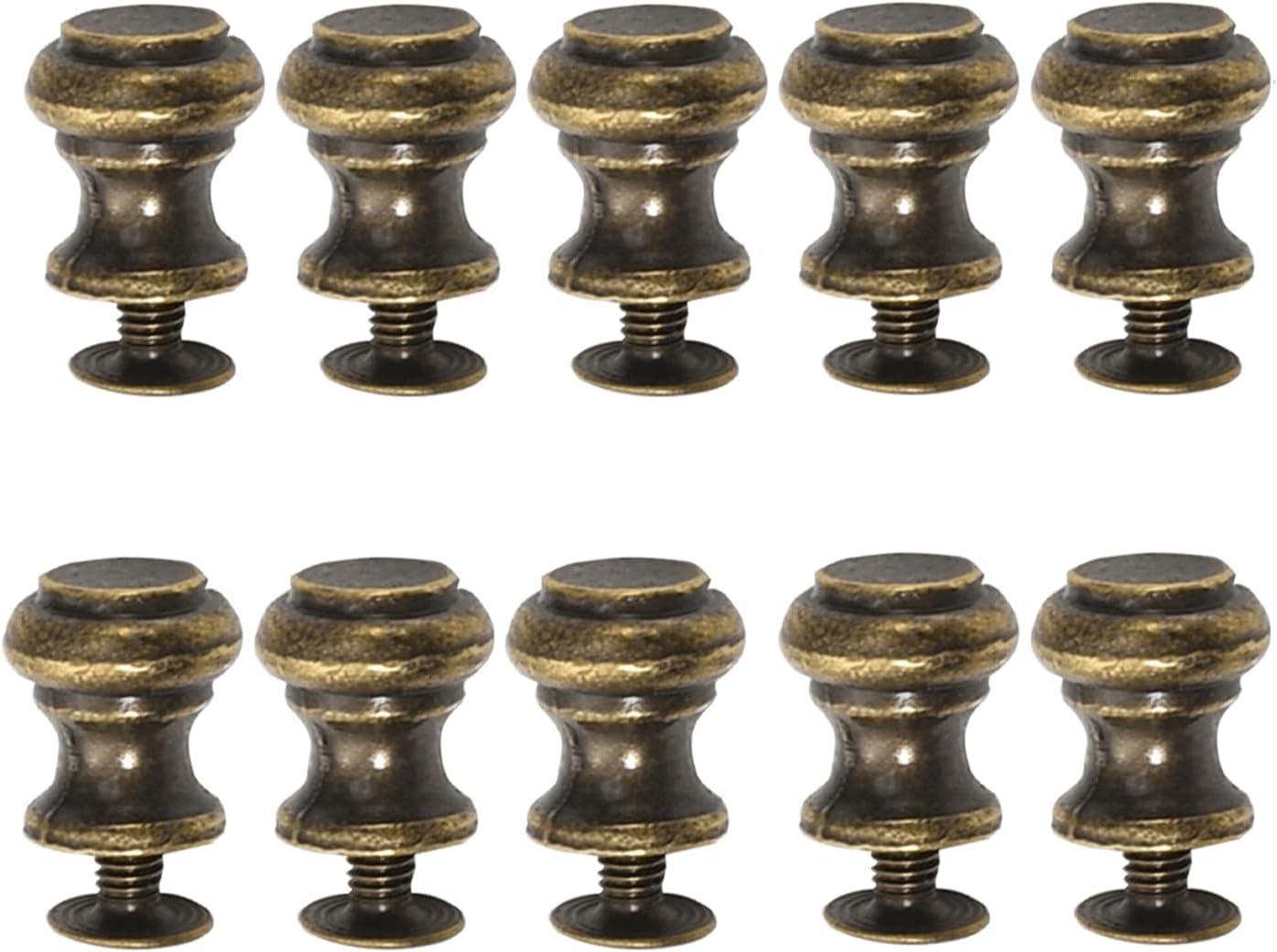 10Pcs Single Hole Mini Drawer Knobs, Antique Bronze Pulls Handles for Jewelry Bo