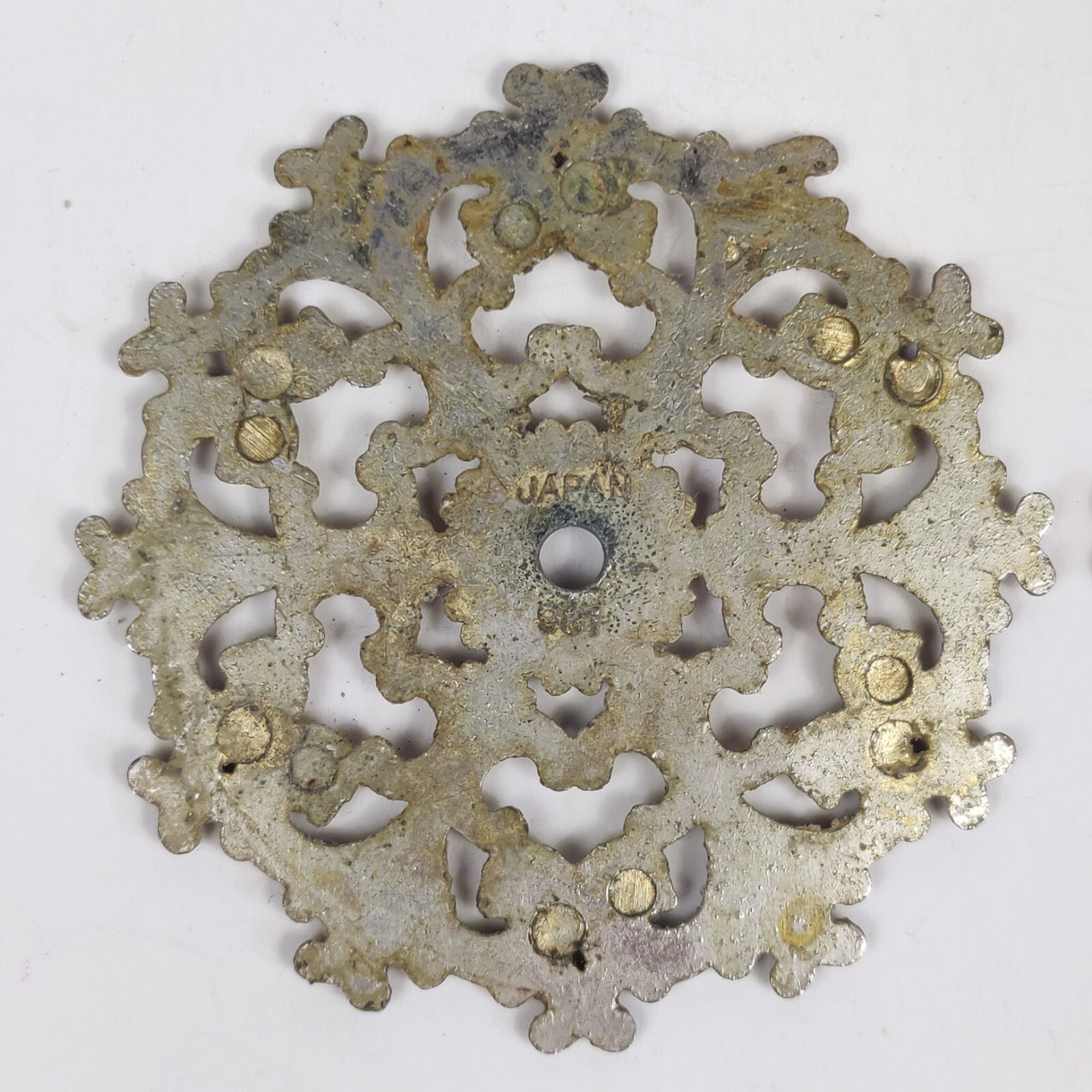 Vtg. Allison Drawer Pull Knob Ornate Backplate Escutcheon Ornate Japan Lot of 2