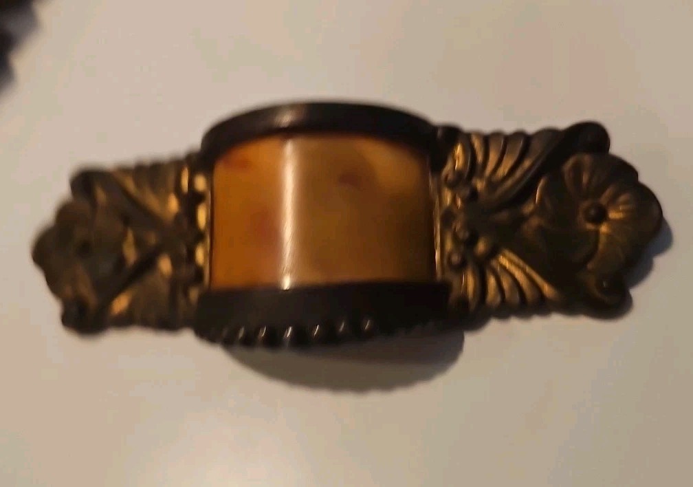 6-2 piece. Art Nouveau heavy brass drawer pulls/handles 6″ x 2″ VTG Bakelite