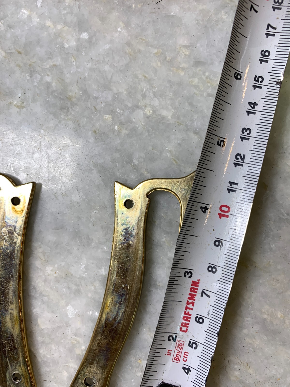 Antique Vintage Mid Century Modern MCM Steel Metal Handle Handles Gold Gilded
