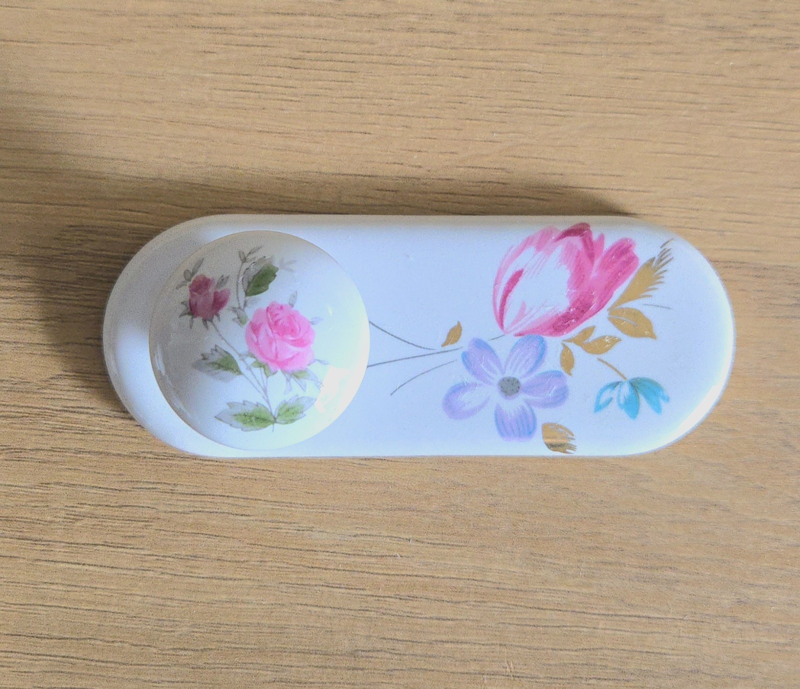 Belwith Flower Porcelain Back Plate & Drawer Pulls, Set Of 10, Pink Roses