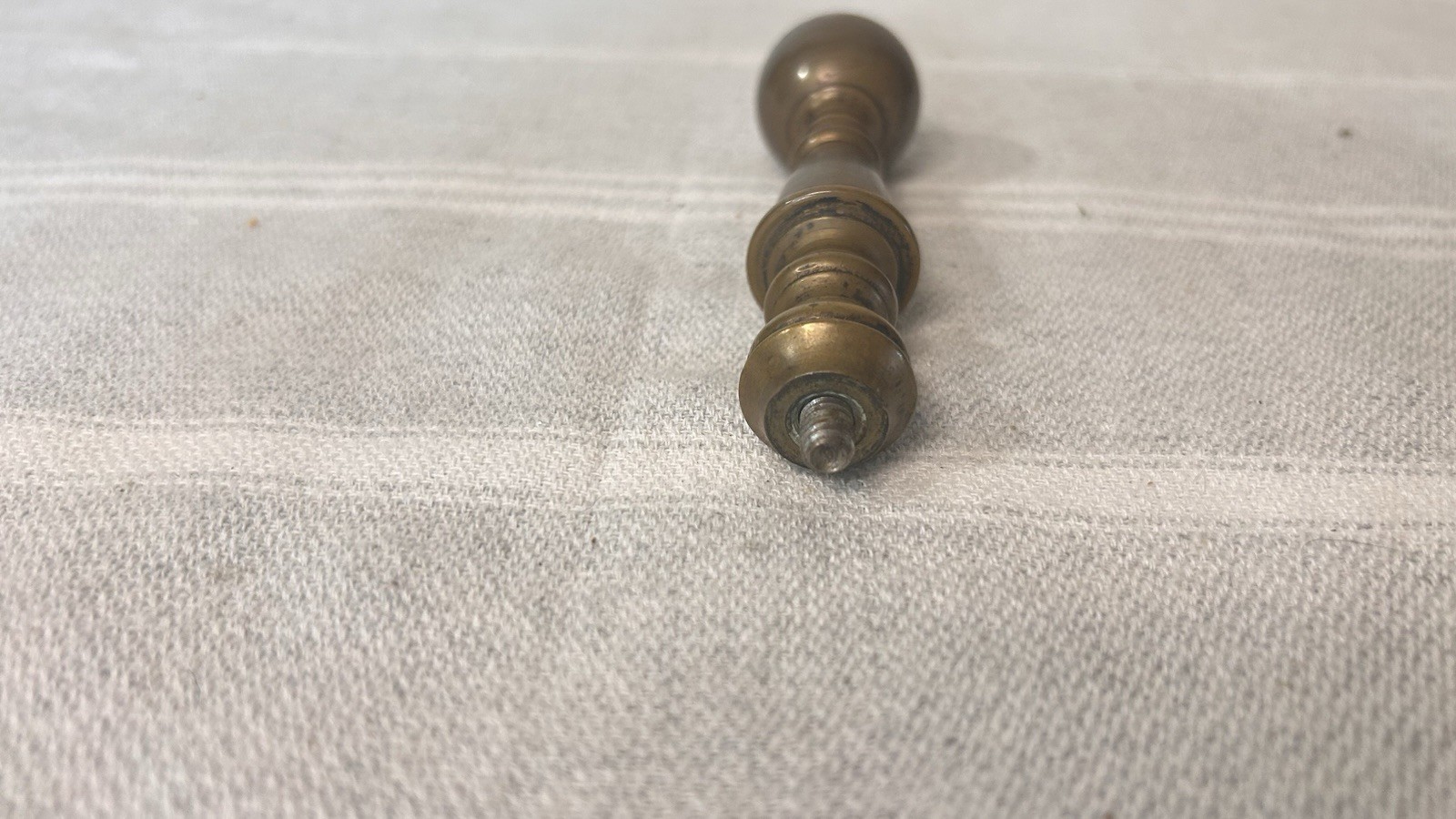 Vintage Brass Pull Turned Ball Knob 1950s Shovel Handle Finial Style Threaded