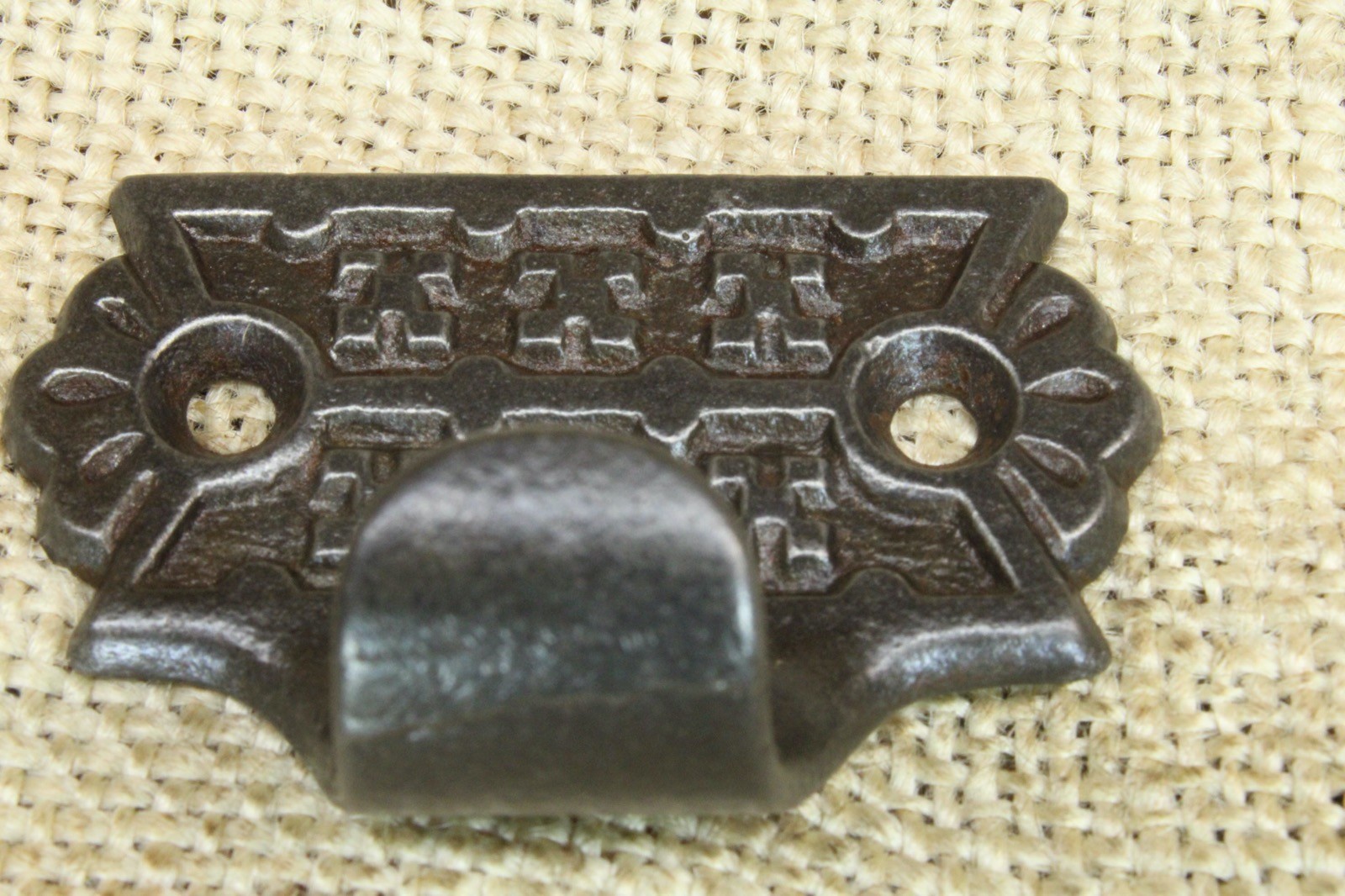 Old Window Sash Lift Pull Restored Cast Iron Eastlake Geometric X Flower Pattern