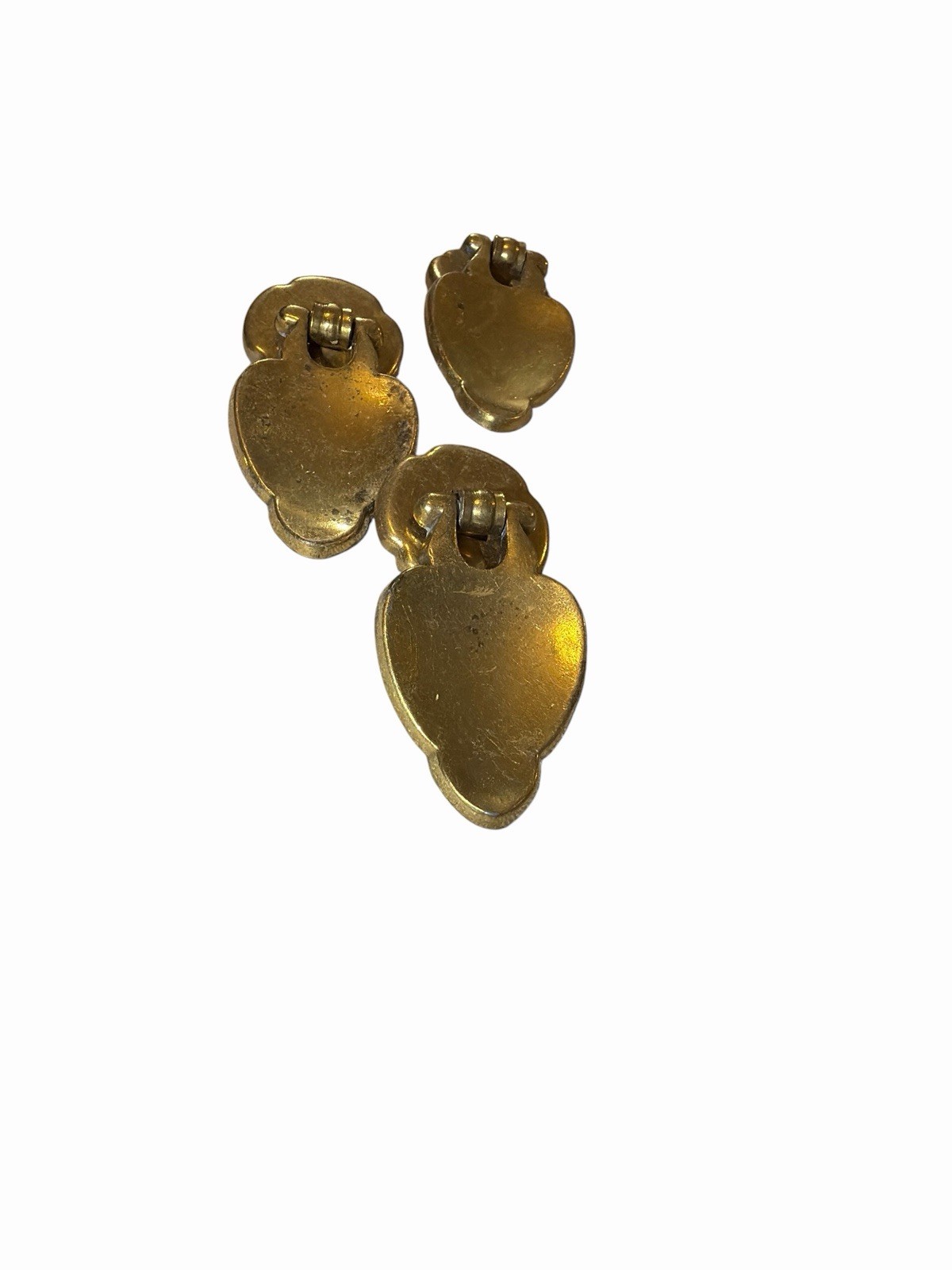 4 Total Vintage Brass Drawer Pulls 2 Piece Pendant Hardware Keeler Brass Co 7653