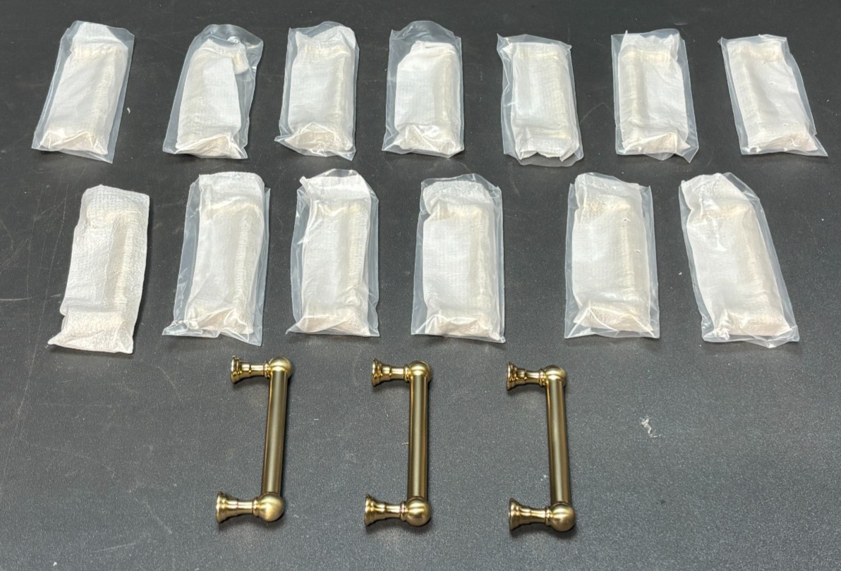khtumeware 16 Pack Brushed Brass Cabinet Pulls 3-1/2 Inch(89MM)