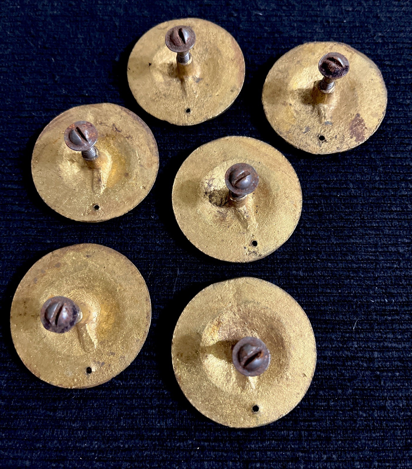 ⭐️ Antique Drawer Pulls Hardware Ornate Round Deco Ring Pulls Lot/Set Of 6 ⭐️