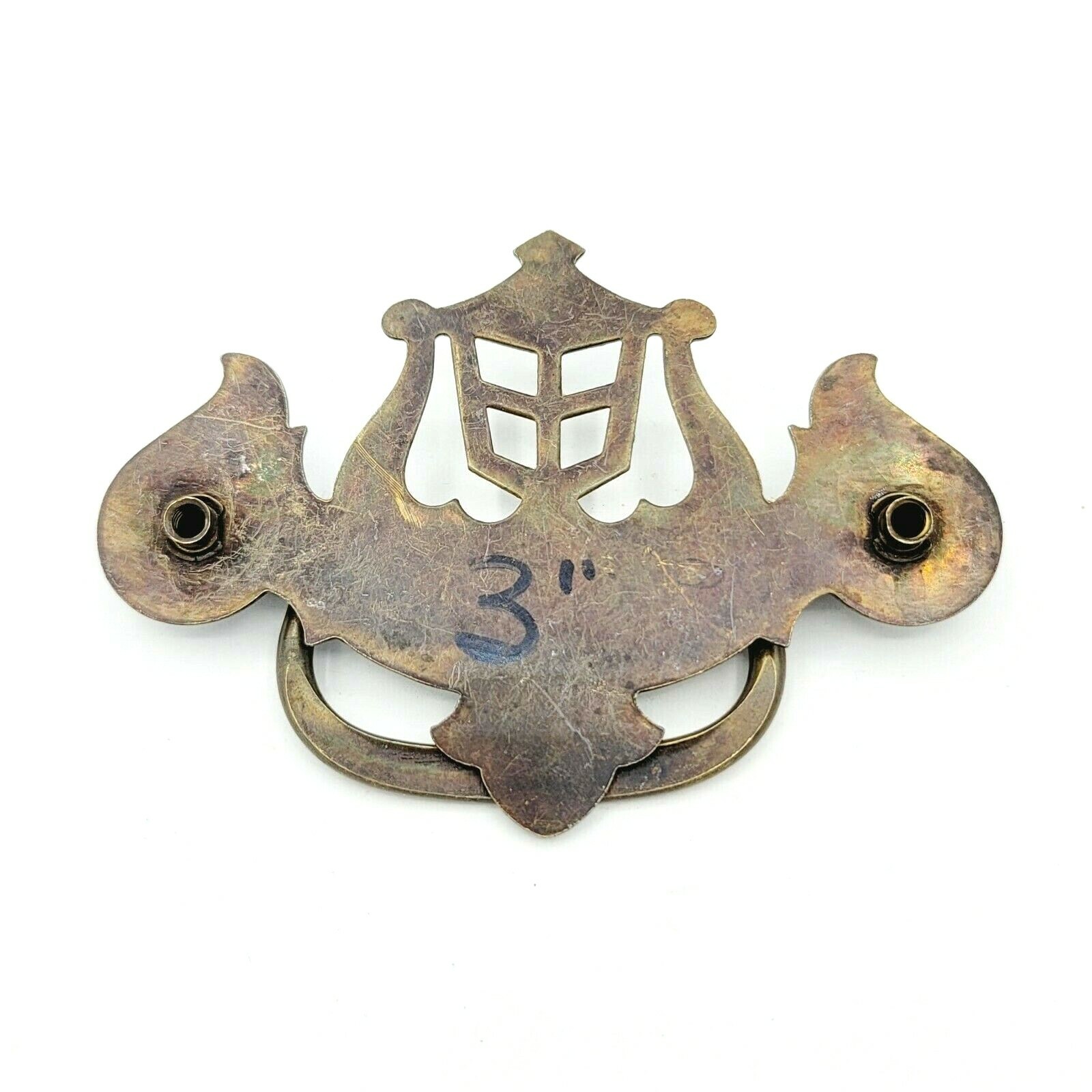 Vintage Steel Drawer Pull Bronze tone Salvage Hardware SINGLE ONLY 3″ 0030
