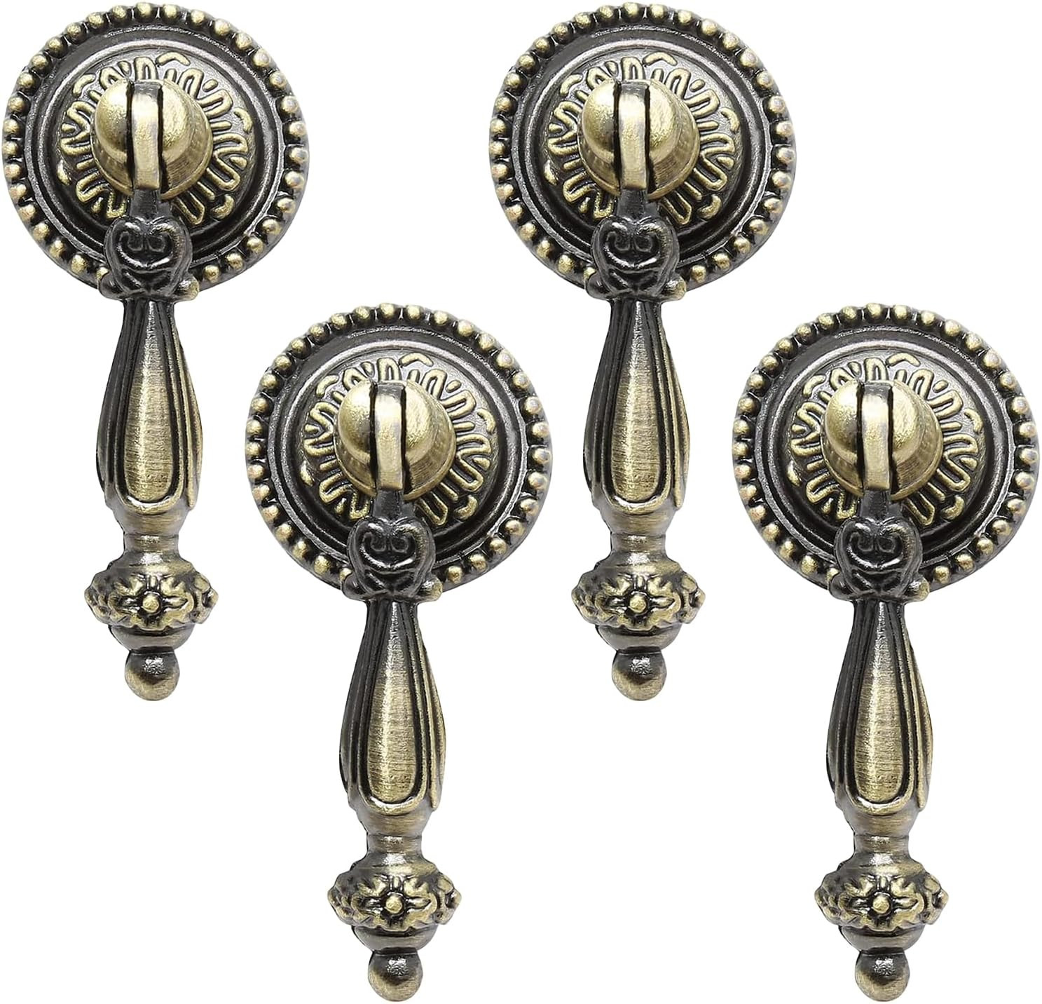Chris.W 4 Pack Antique Bronze Cabinet Pull Handles – Vintage Tear Drop Drawer