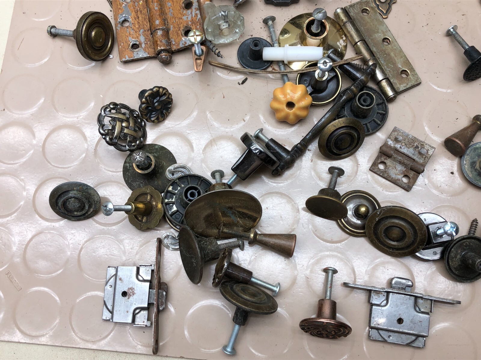 Lot Misc Cabinet Door Drawer Knobs Locks Hinges Vintage Hardware Restoration