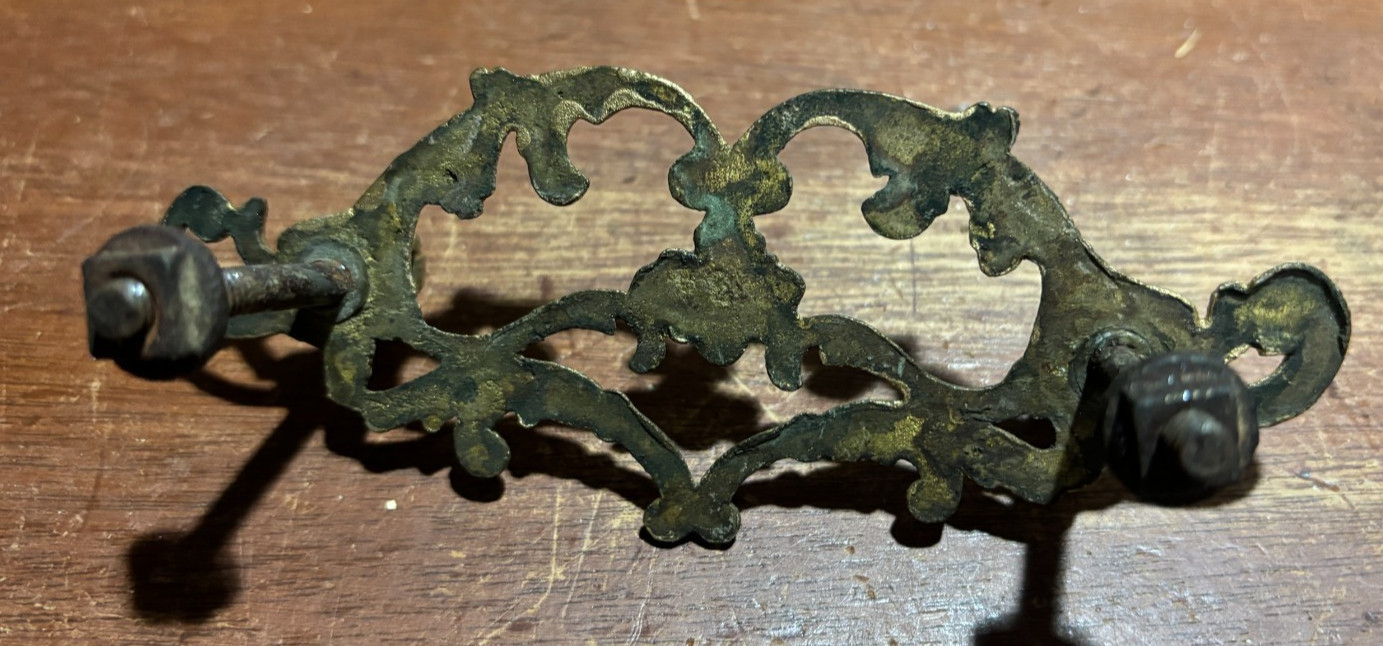 2 Vintage Antique Ornate Fancy Drop Bail Drawer Pulls & some parts. 3 inch CTC