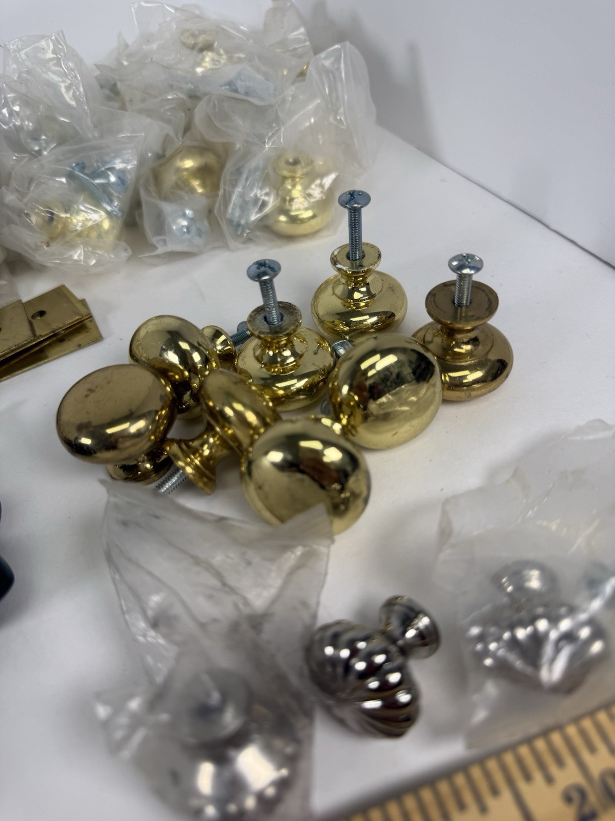 Vintage Brass Cabinet Hardware Lot Amerock Baldwin Pulls Knobs Handles NOS