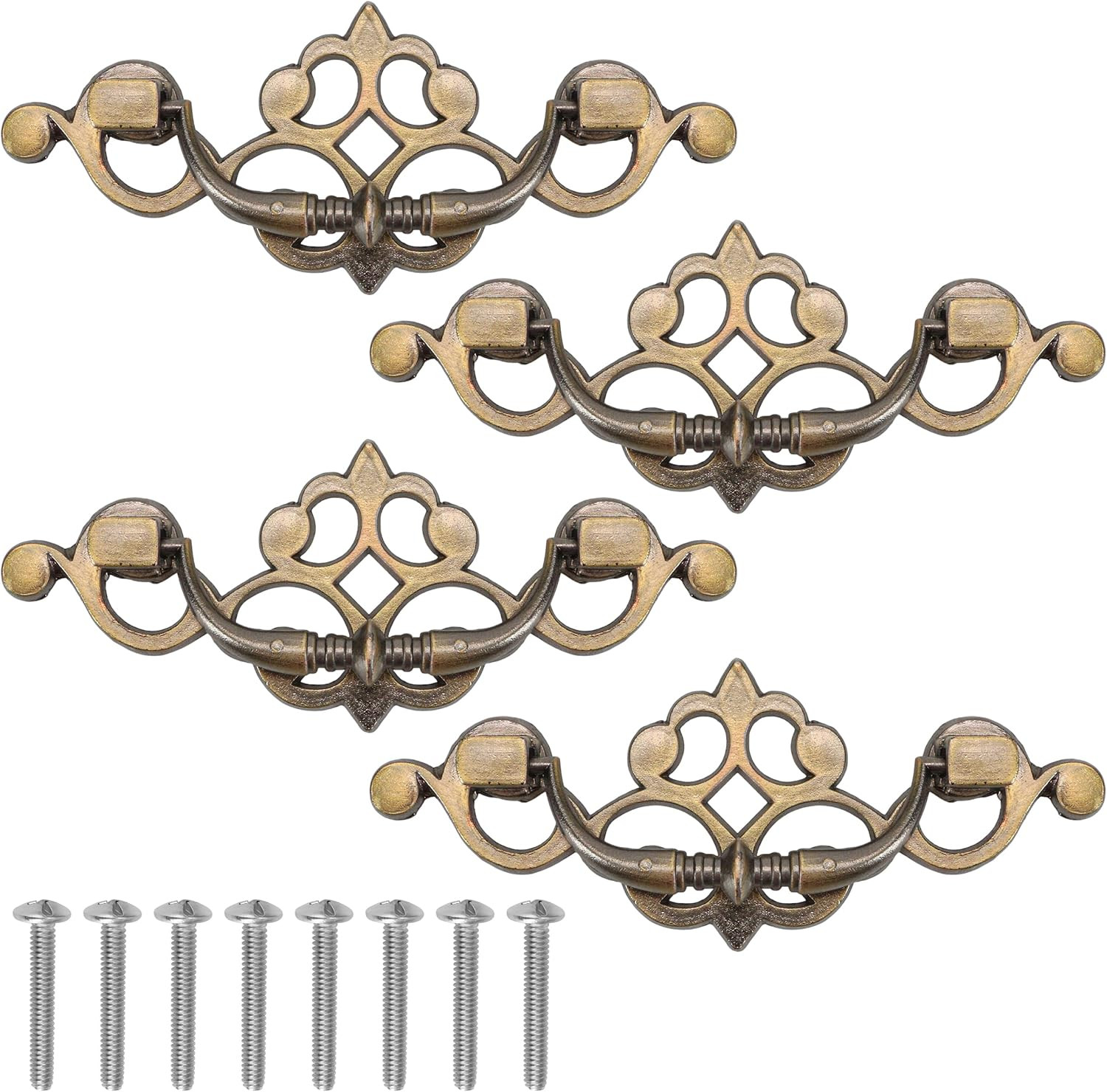 4 Pack 3.25″ C-C (3-1/4″ Centers) Antique Bronze Bail Drawer Pull Drop Swing …