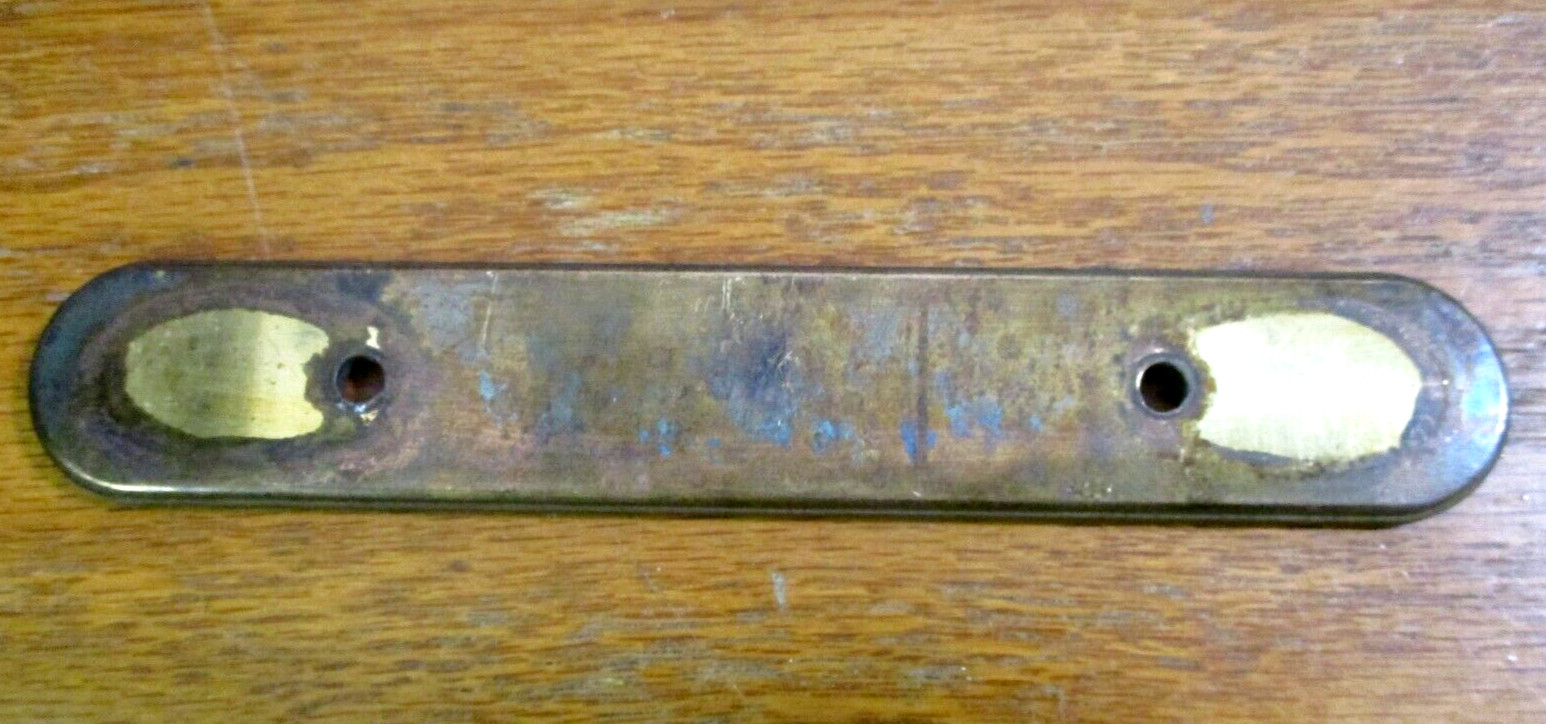 Amerock H6-3871 Aged Tarnished Dark Brass Pull Handle Backplate 3″ Centers Vtg