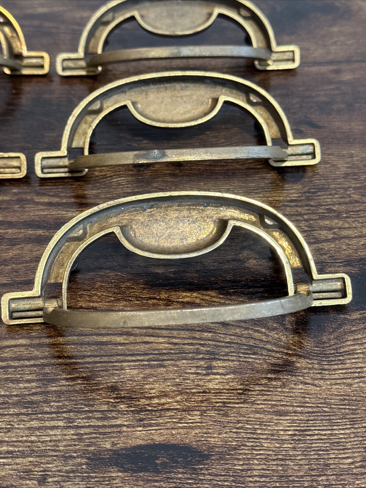 DREXEL ACCOLADE Brass Drawer Bail Pulls 6 Handles Campaign KBC N7231 – 3.5” CC