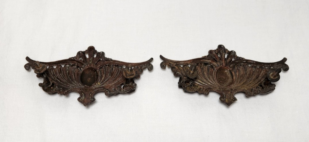 Antique Handles Drop Bail Pulls Drawer Furniture Vtg Cupboard Hardware Pair