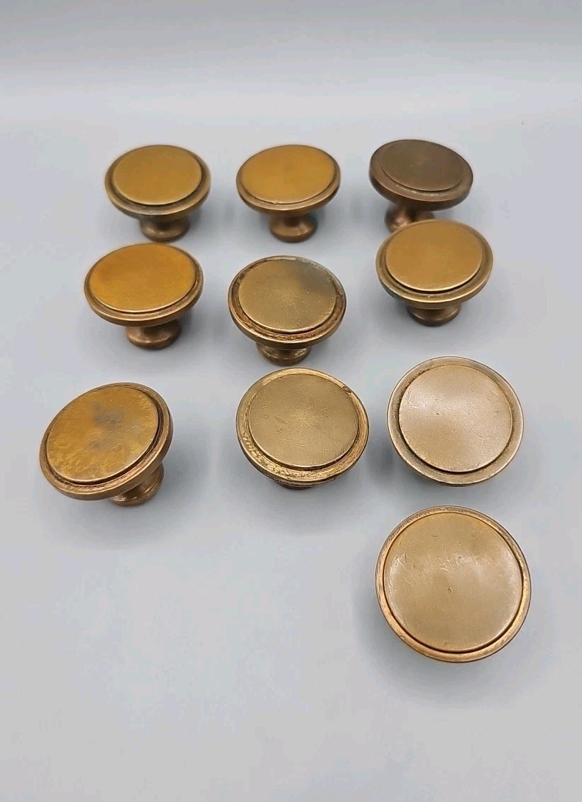 Vintage Art Deco Brass Drawer Pulls – Set of 10