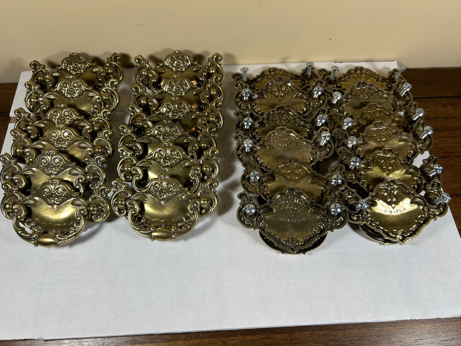 Lot of 24 French Provincial Ornate Brass Drawer Pulls Handles B-1873-0