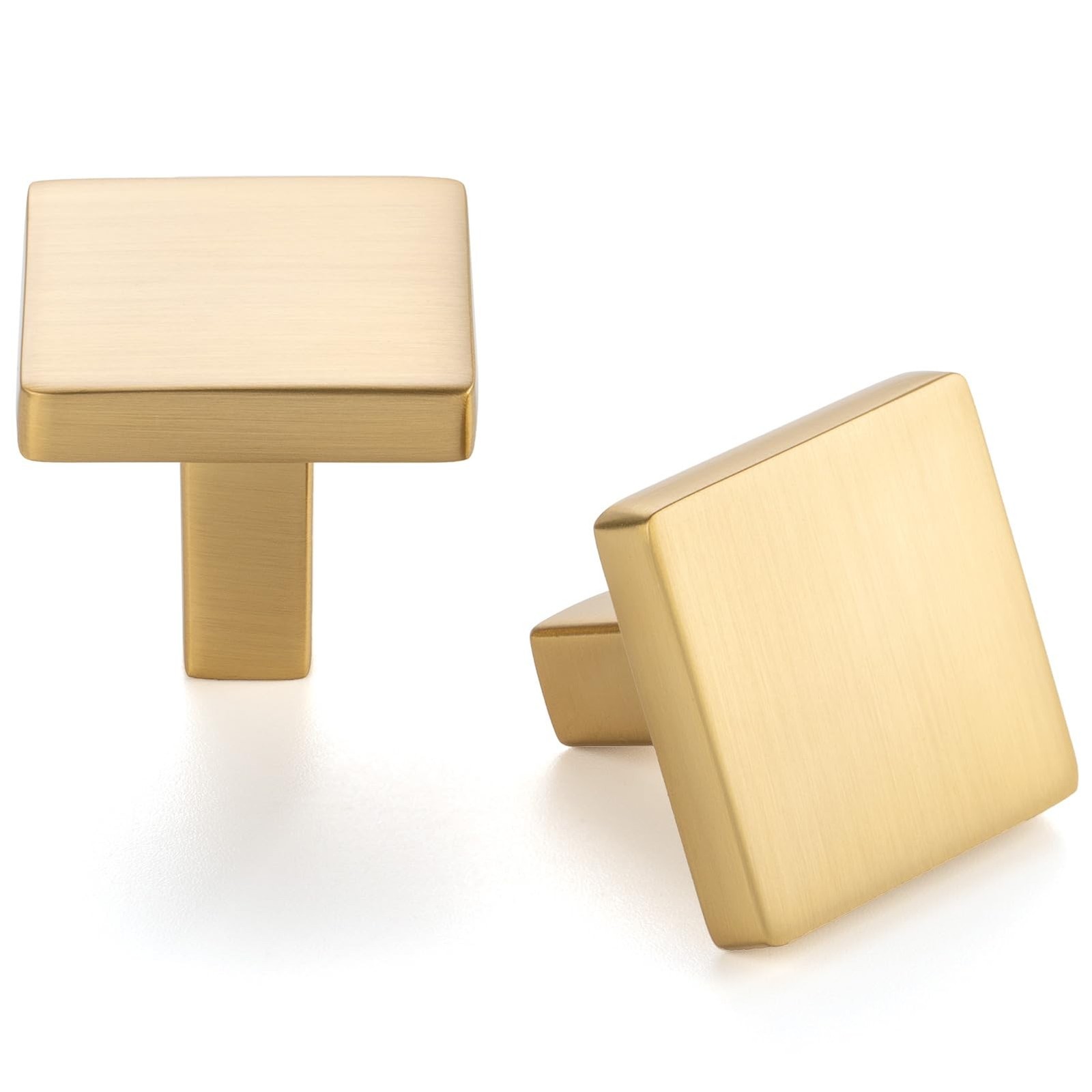 10 Pack 1-1/8 Inch, Square Brushed Gold Cabinet Knobs Gold Drawer Knobs Gold …