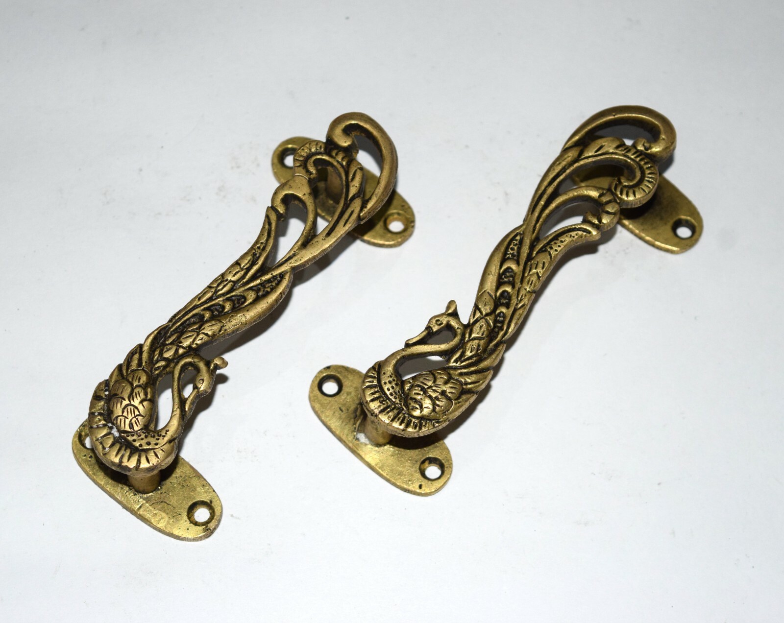 Peacock Design Handle Pair Brass Door Pull Bird Style Door Accessories GTX
