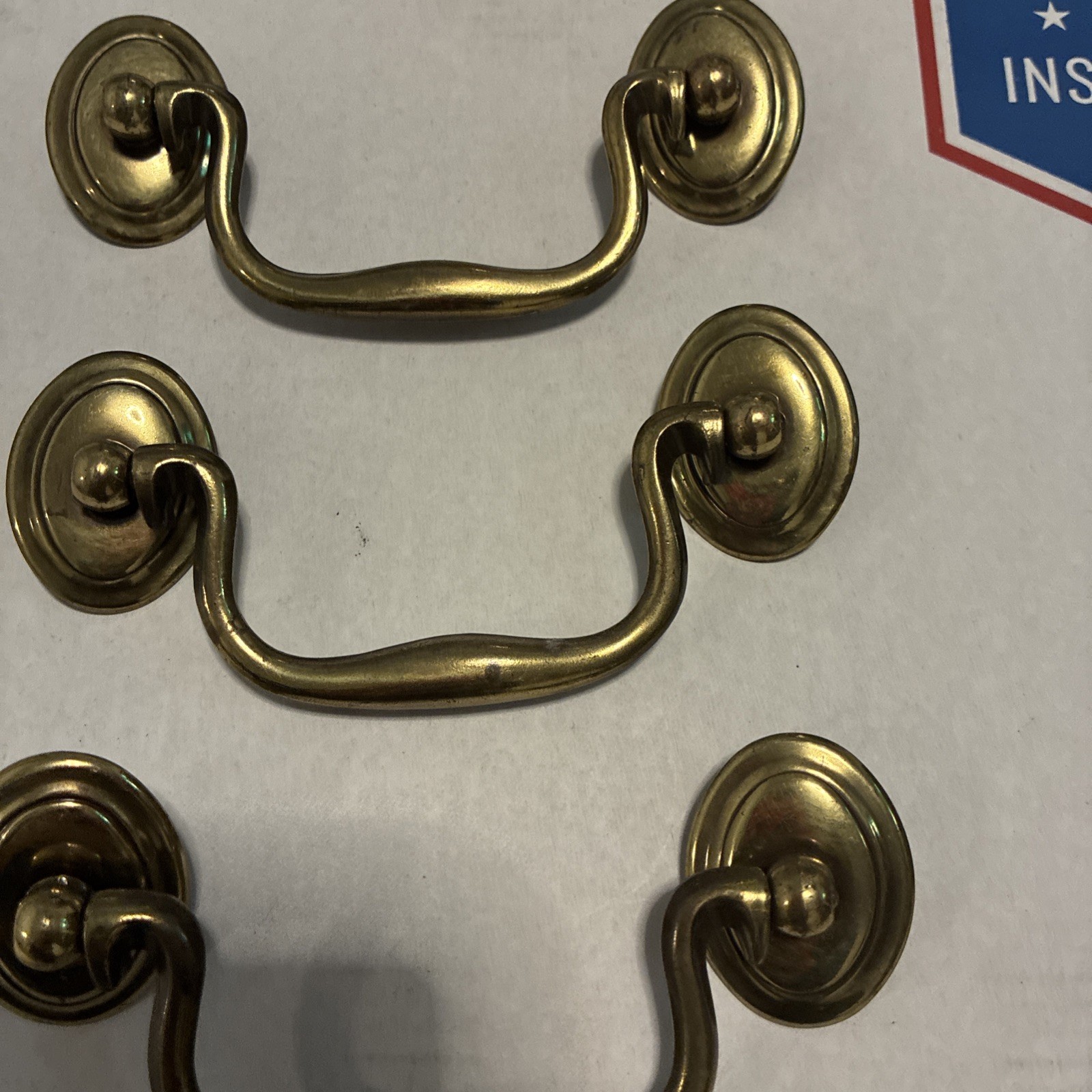 5pcsDrexel Esperanto Drawer Pull Tall Dresser Brass Vintage Drop Bail MCM Handle
