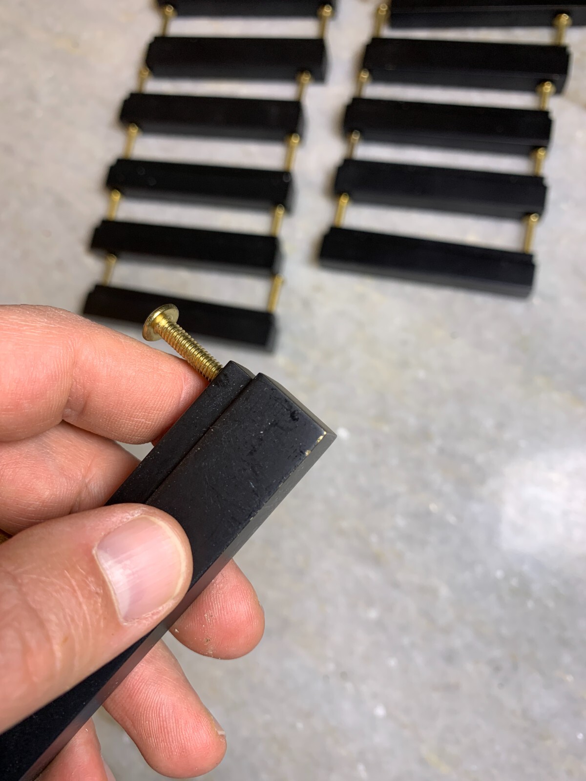 14 Heavy Duty Solid Brass Black Square Rectangle Rectangular Bar Knobs Pulls