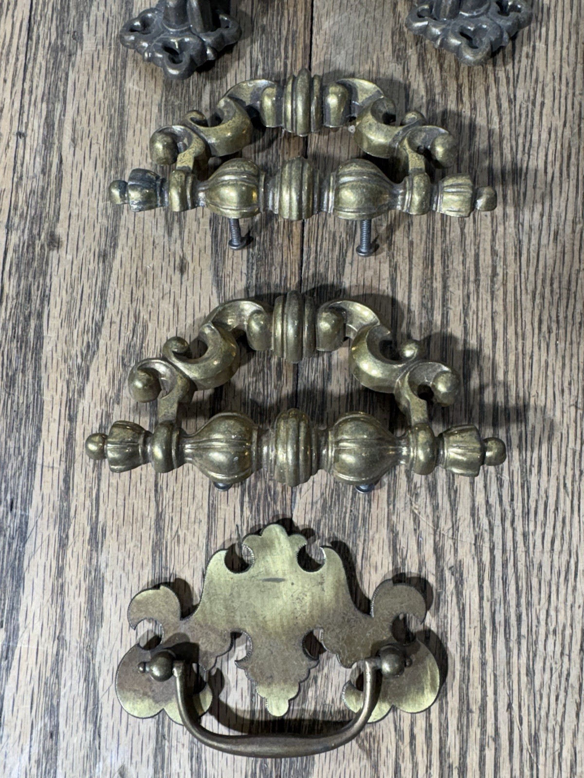 Vintage Antique Lot Brass Drawer Pulls Heavy Knobs Handles Furniture Hardware