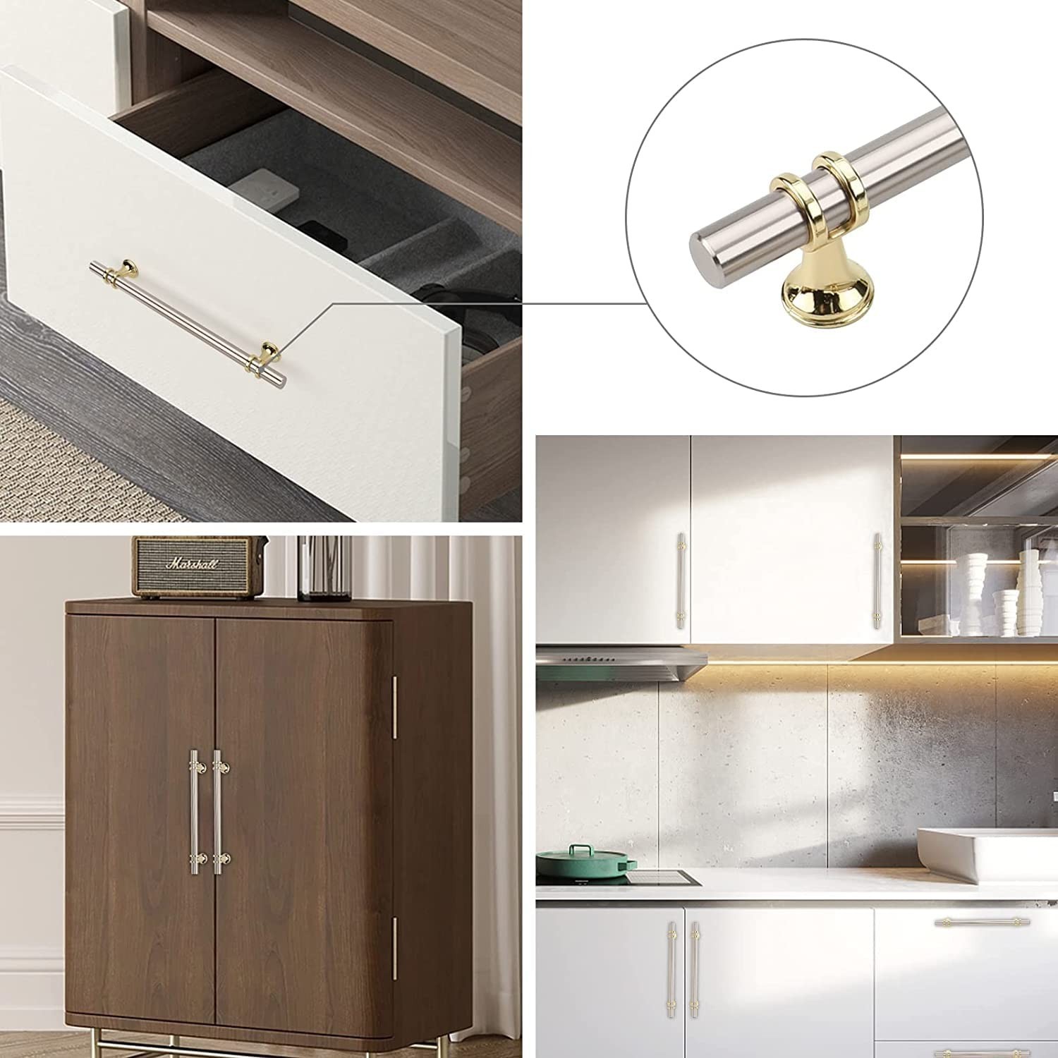 10 Pack Brushed Nickel Drawer Pulls 4 Inch Cabinet Handles Brushed Gold Kitch…