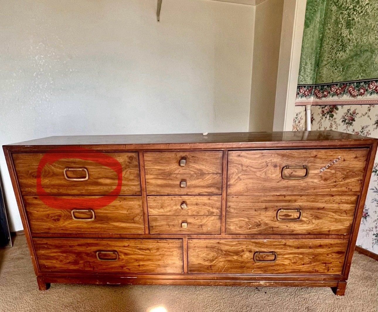 Drexel Newport Drawer Pull Brass Handle Vintage Hardware Dresser Nightstand