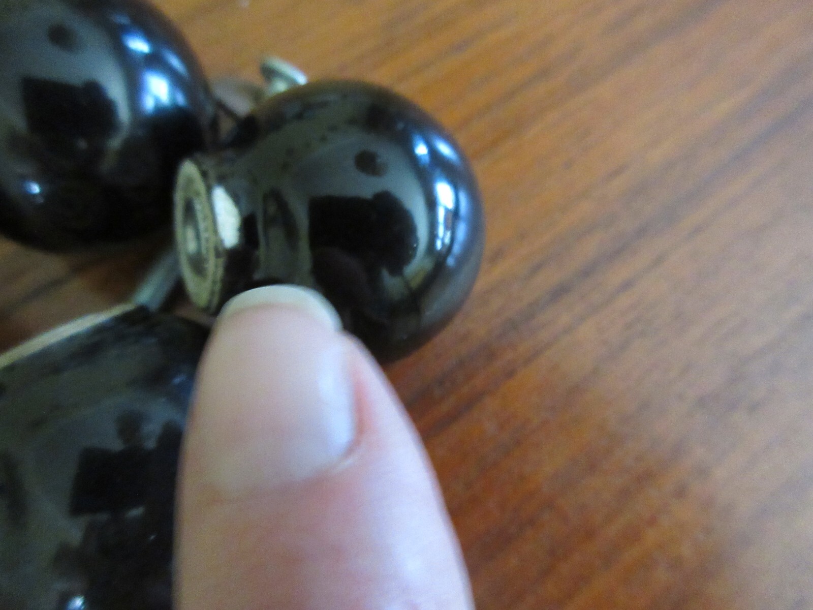 Vintage Retro MCM set of Four 1 1/4″ Round Ceramic Black Ball door drawer knobs