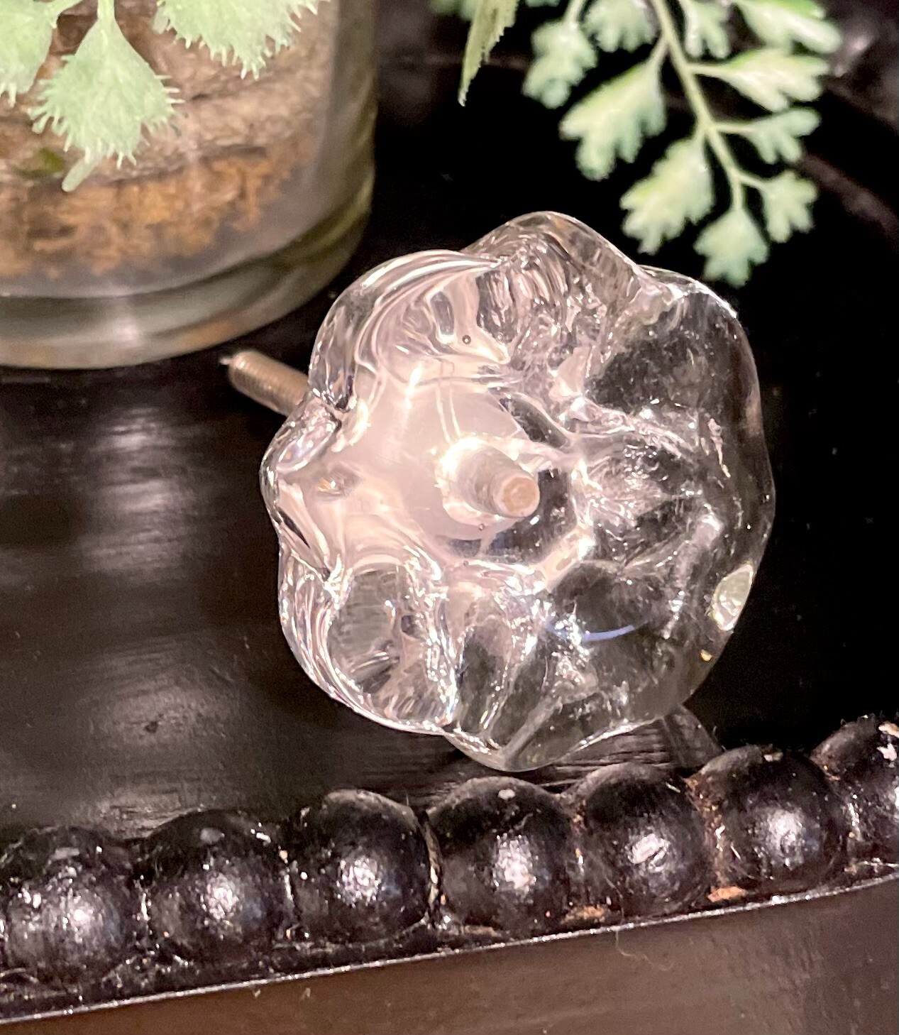 1; VINTAGE HOLLYWOOD REGENCY CRYSTAL clear GLASS DRAWER CABINET KNOBS HANDLES