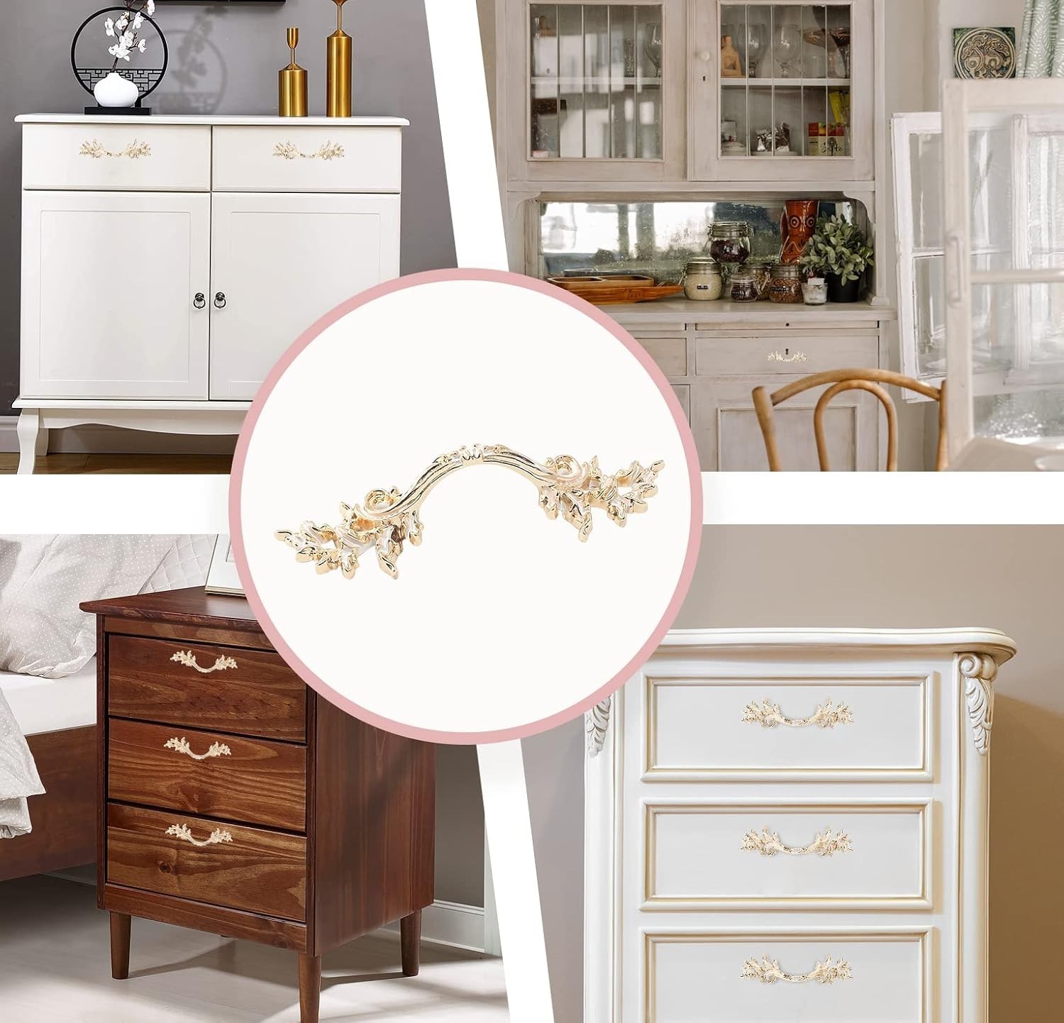 Stylish Gold & White Cabinet Handles 64mm – Durable Zinc Alloy Pulls, Set of 2