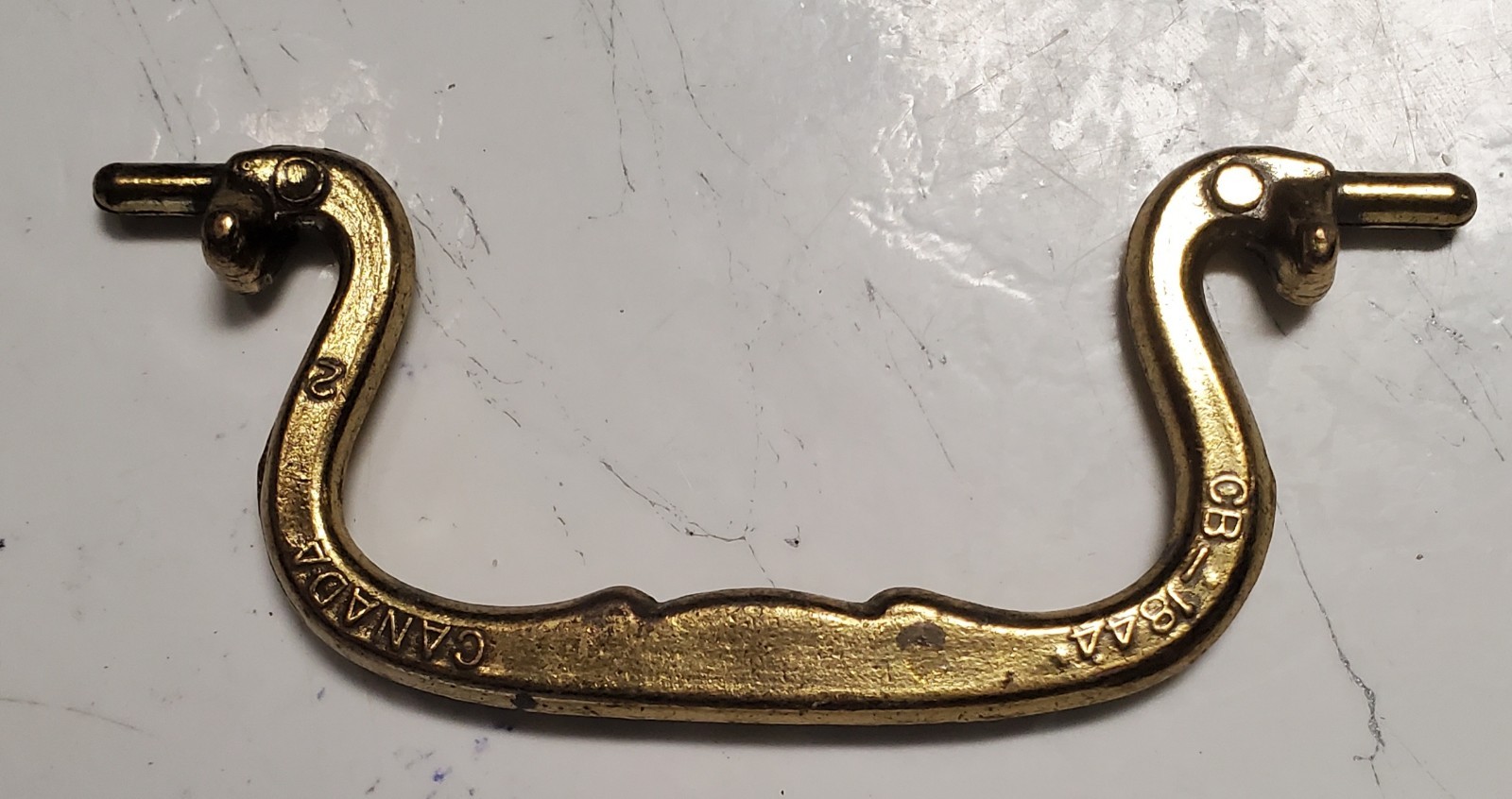 Vintage MCM Cluthe CB-1844 Aged Brass Swan Neck Drawer Pull Canada 3.5″ CTC