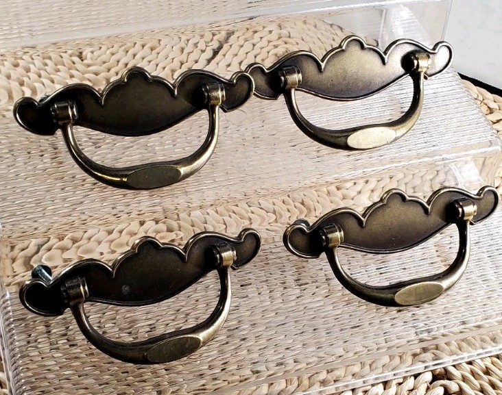SET OF 4 Vintage KBC Keeler Brass Co. Batwing Drop Bale Handle Pull 4¼”