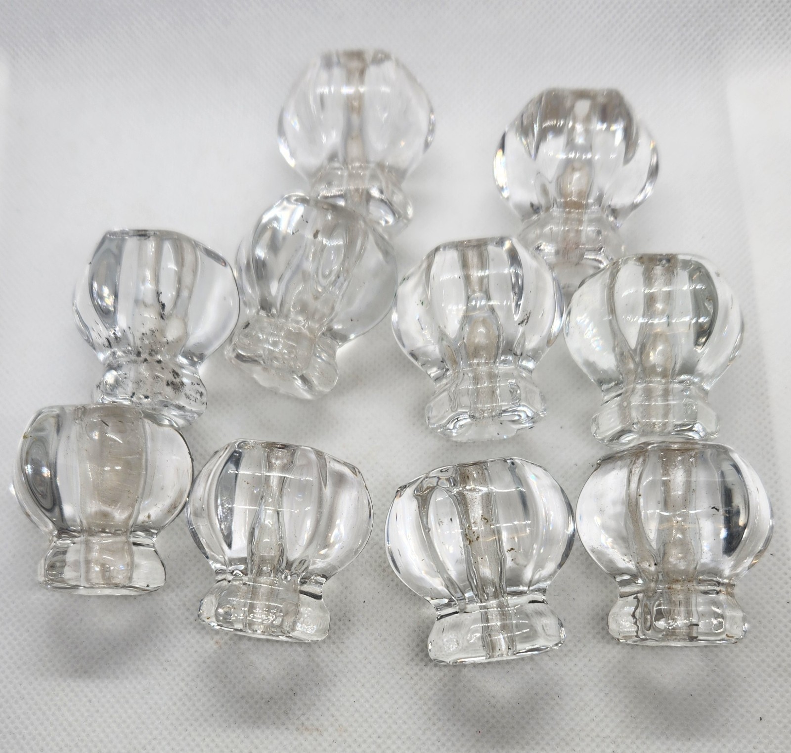 Vintage Lot of 10 Glass Hexagon Drawer Cabinet Knob 1.75″ L x 1.25″ W